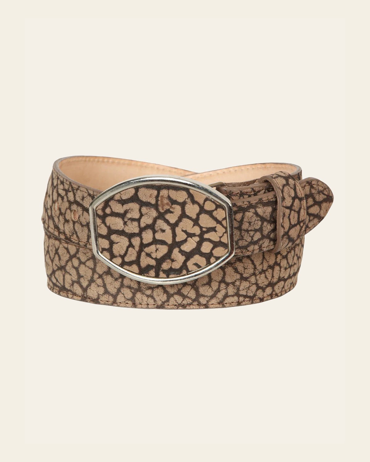 El General Men’s Western Belt - Bull Neck Print - Honey 45678 on a warm cream background