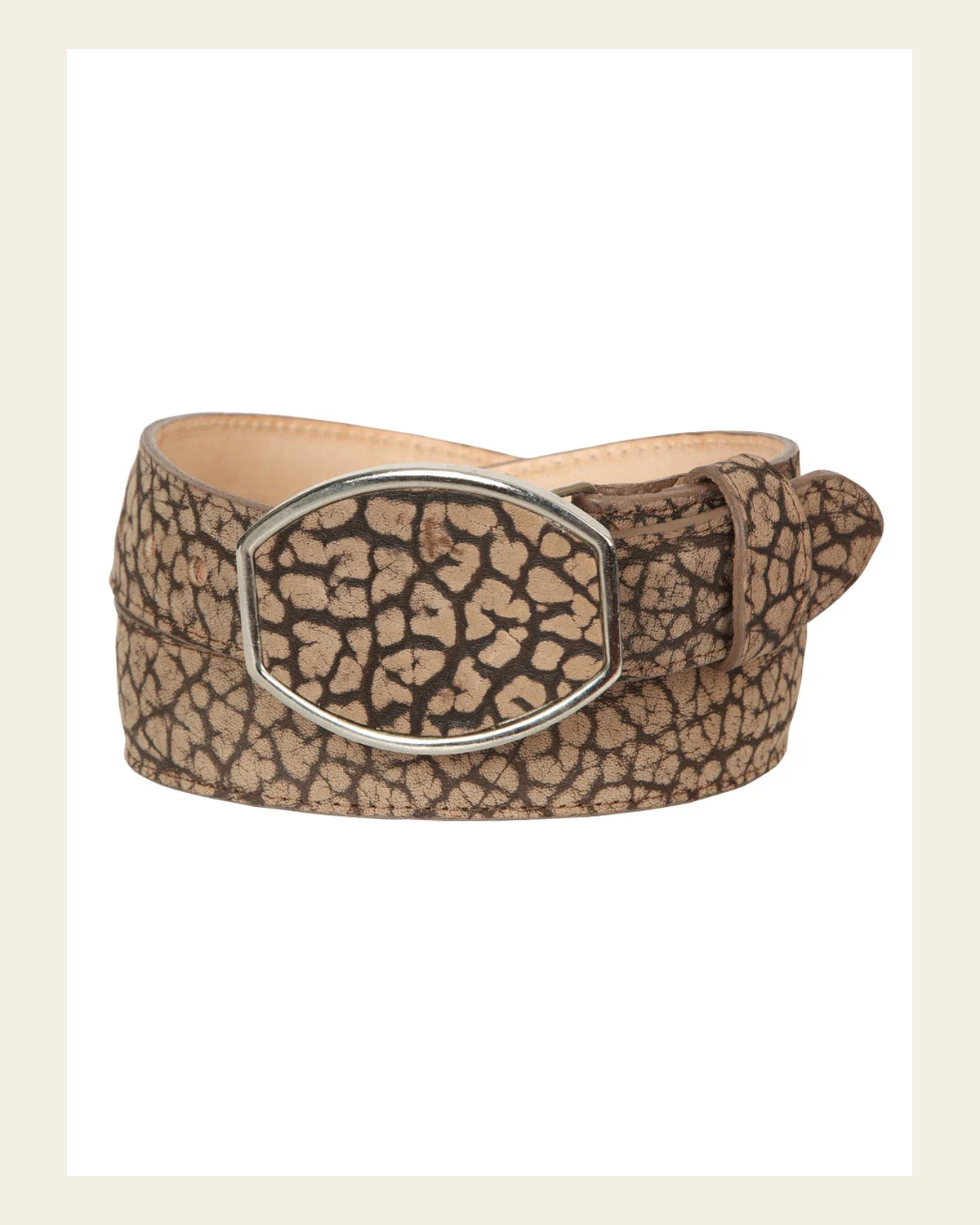 El General Men’s Western Belt - Bull Neck Print - Honey 45678 on a warm cream background