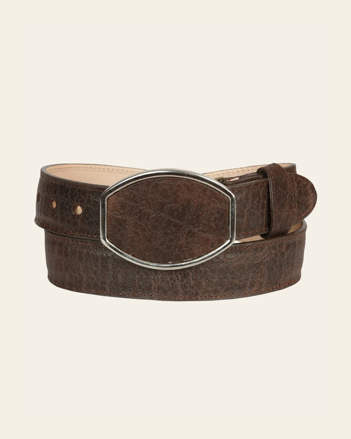 El General Men’s Western Belt - Elephant Print - Brown 45773 on a warm cream background