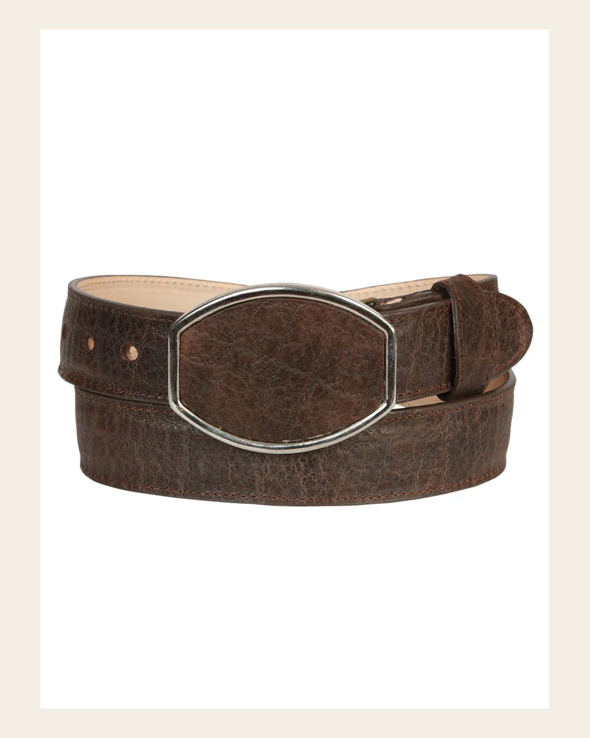 El General Men’s Western Belt - Elephant Print - Brown 45773 on a warm cream background