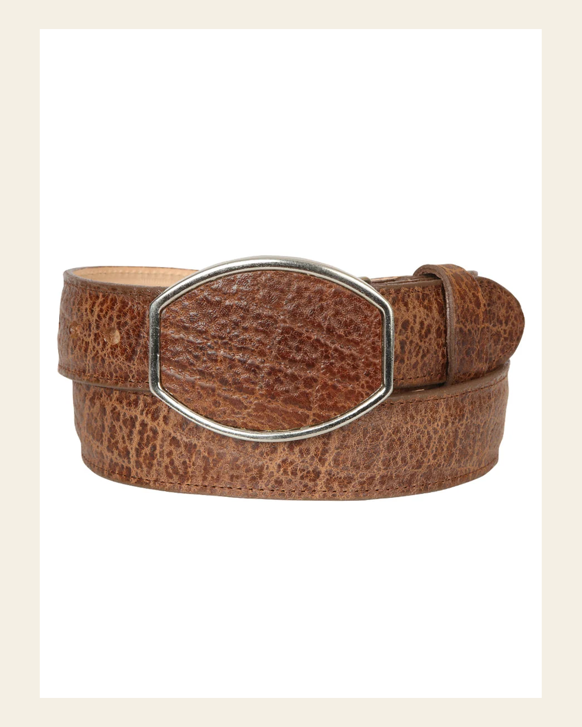 El General Men’s Western Belt - Elephant Print - Tobacco 45684 on a warm cream background