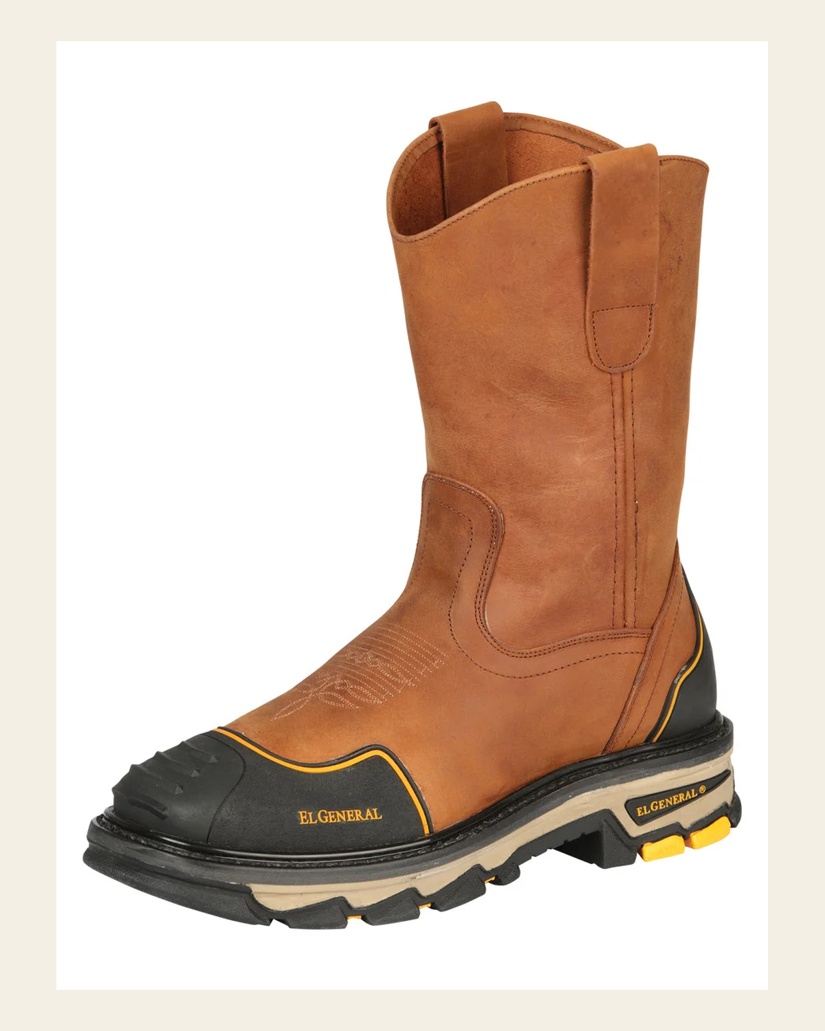 El General Men’s Leather Work Boot - Made in Mexico - Crazy Kansas 44689 on a warm cream background