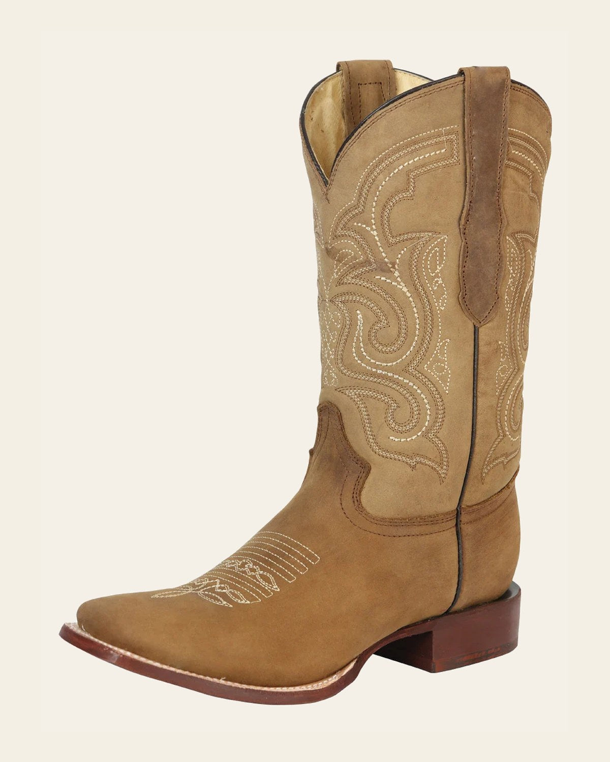 El General Men's Rodeo Boot – Crazy Leather - Cappuccino 45206 on a warm cream background