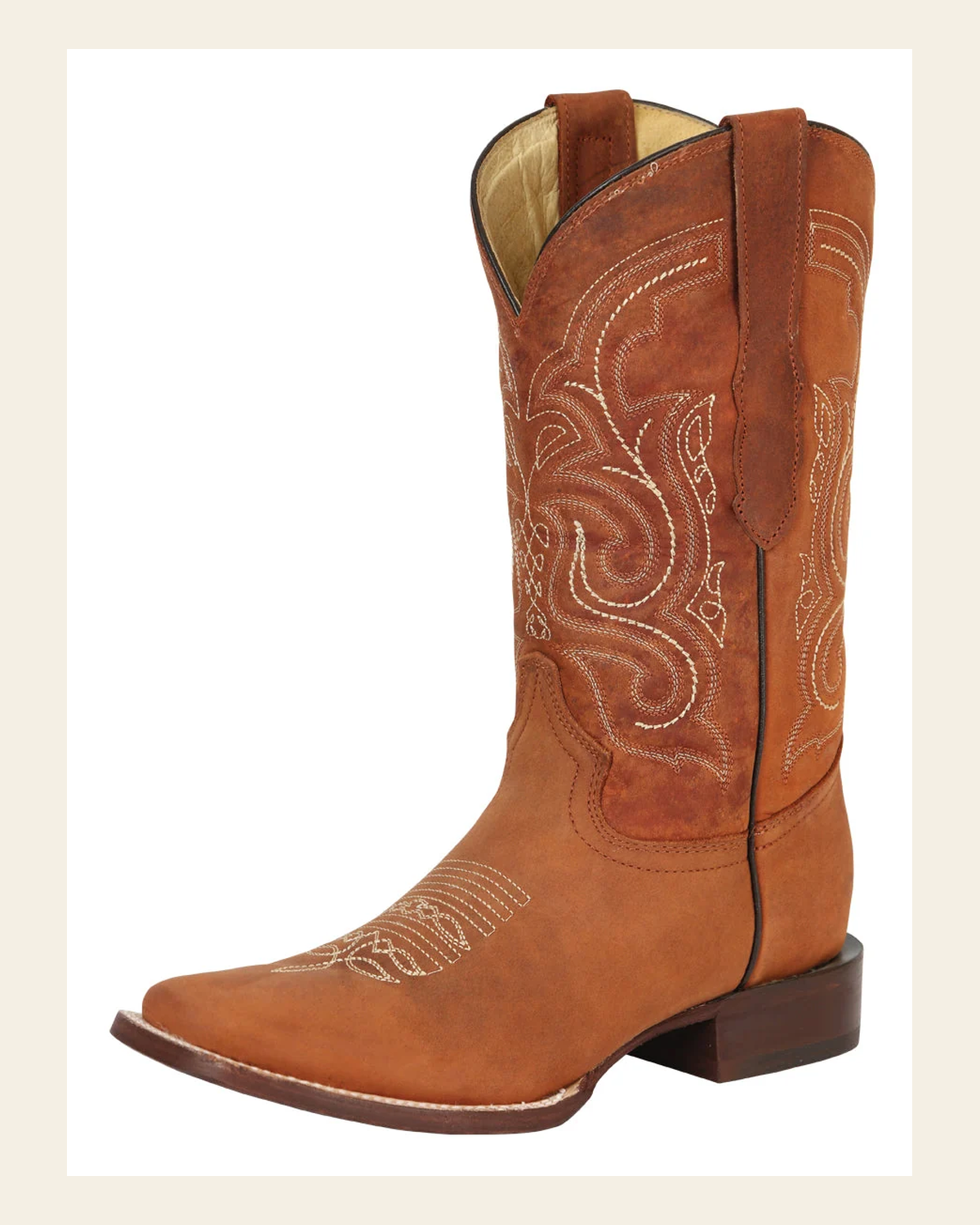 El General Men's Rodeo Boot – Crazy Leather - Cognac 45208 on a warm cream background