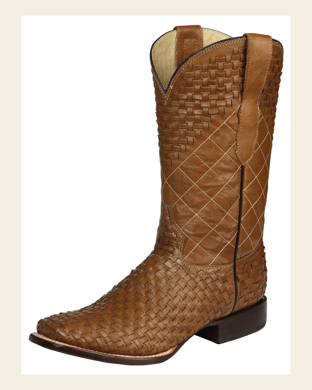 El General Men's Rodeo Boots Petatillo Leather - Orix 45439 on a warm cream background