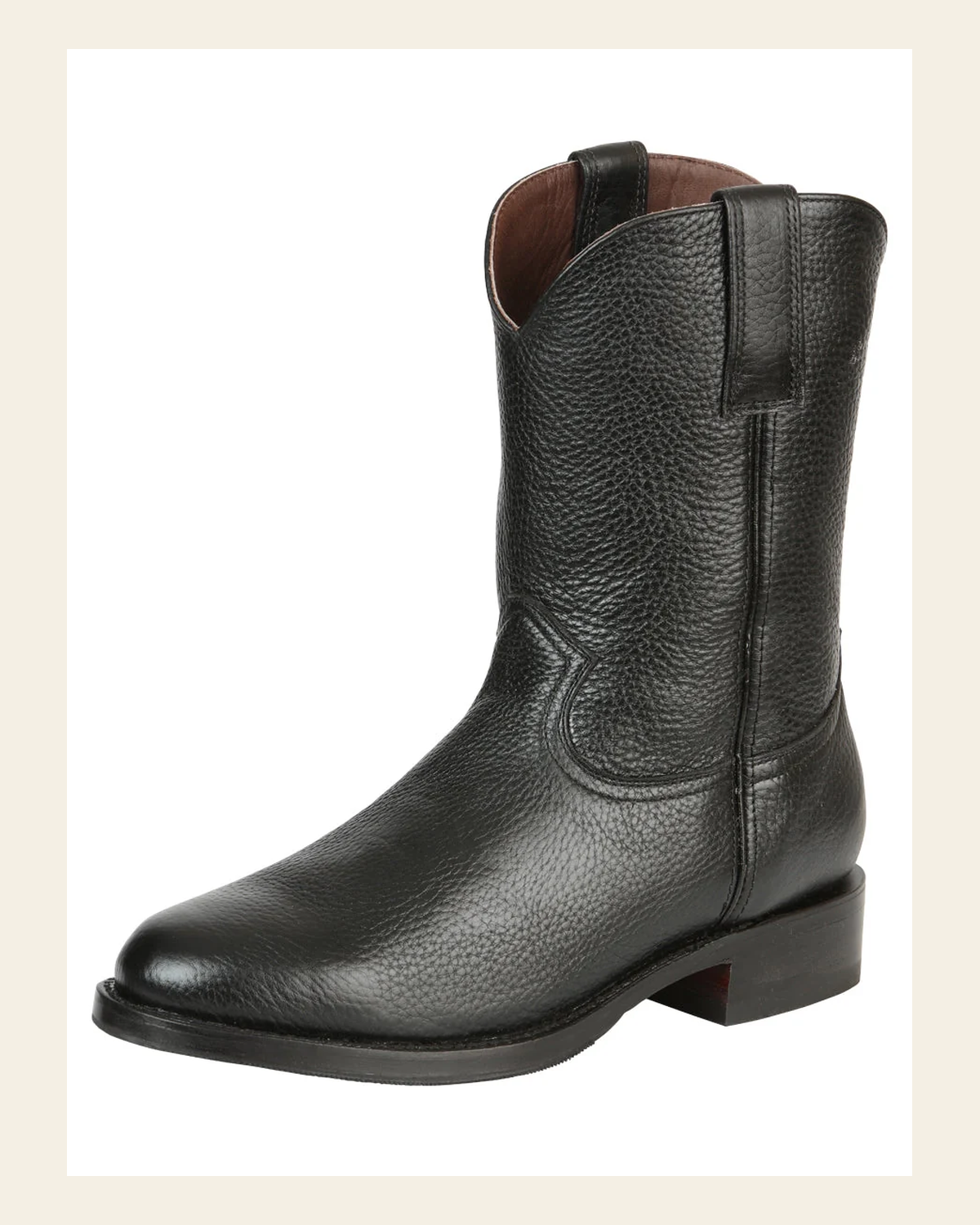 El General Men's Leather Roper Boots - Made in Mexico - Black 45709 on a warm cream background