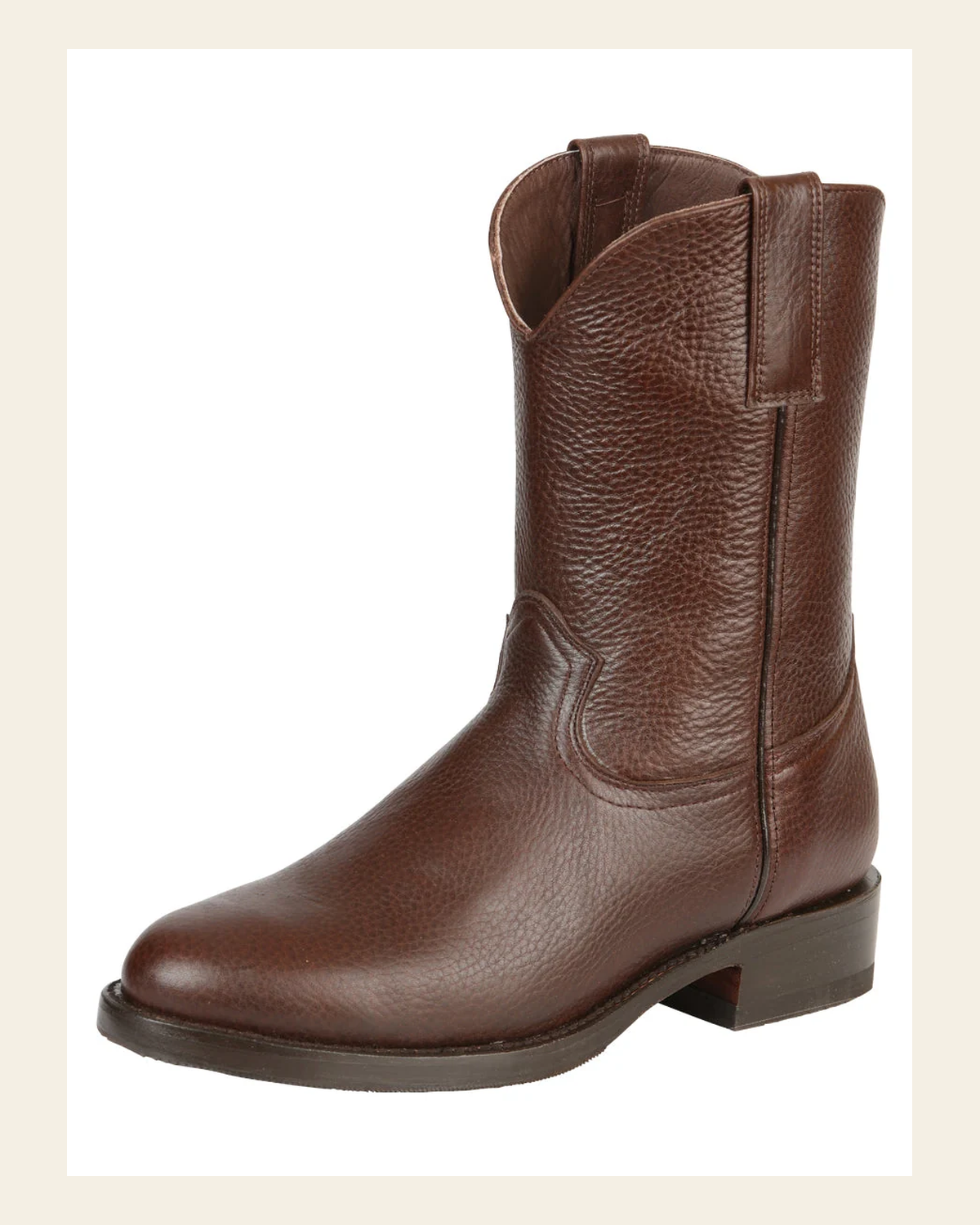 El General Men's Leather Roper Boots - Made in Mexico - Moka Brown 45707 on a warm cream background