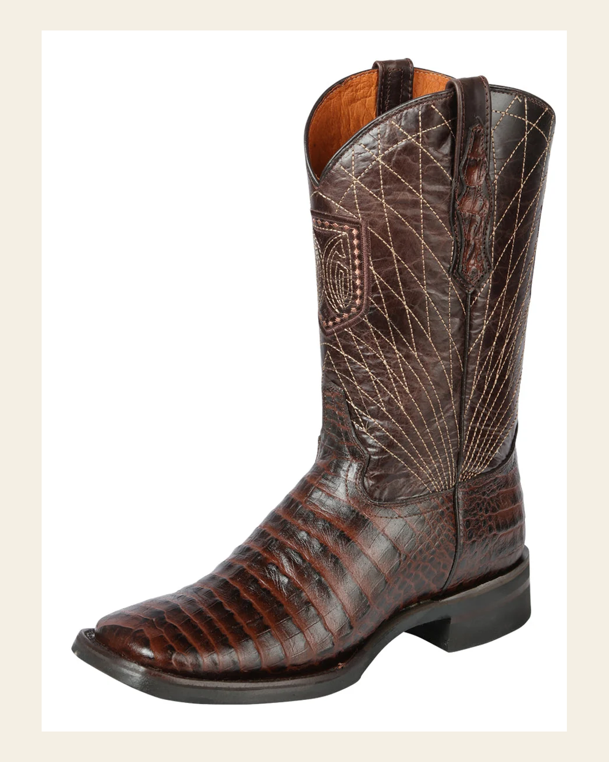 El General Rodeo - Printed Alligator leather boots - Brown 44672 on a warm cream background