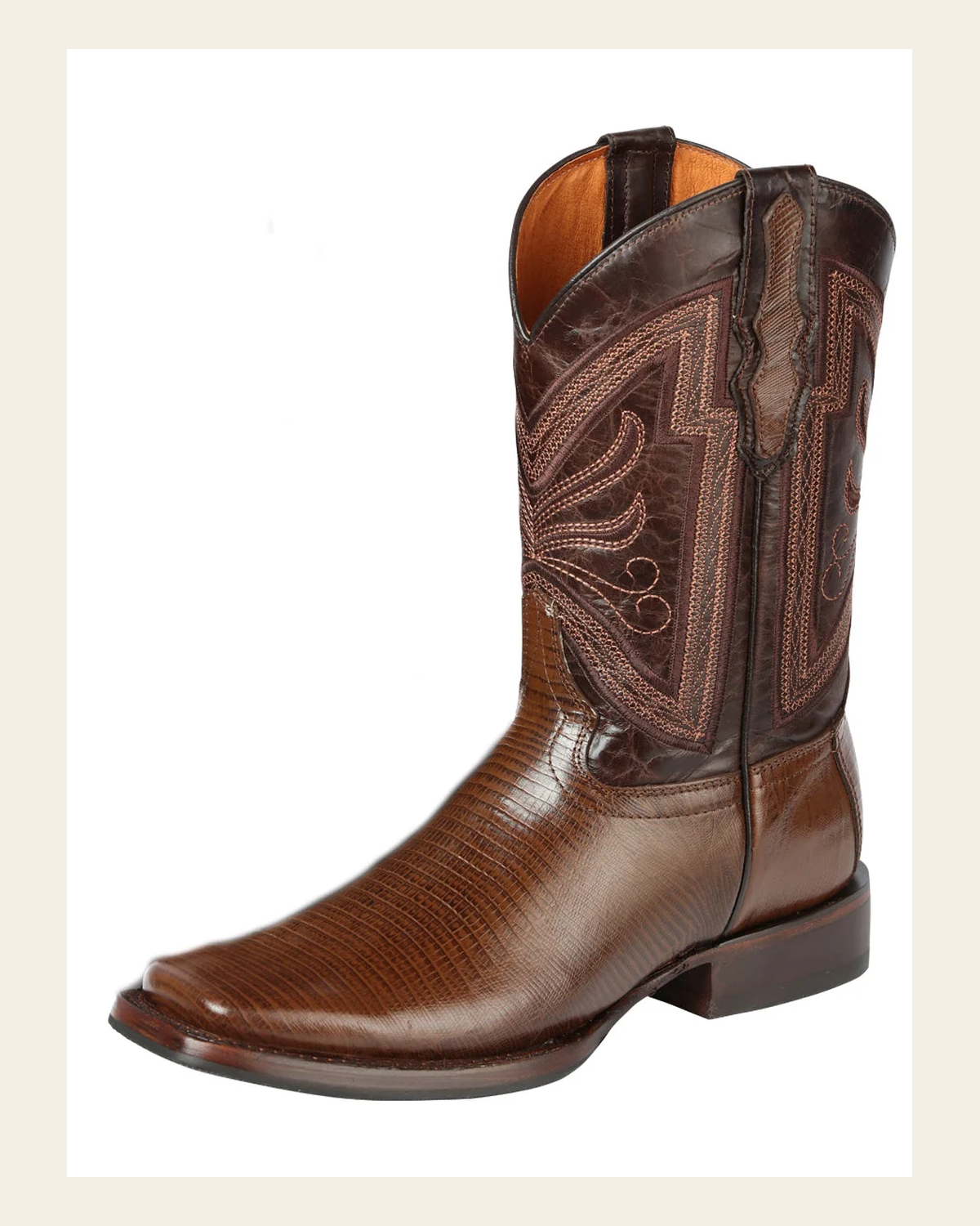 El General Rodeo - Printed Lizard leather boots - Brown 44674 on a warm cream background