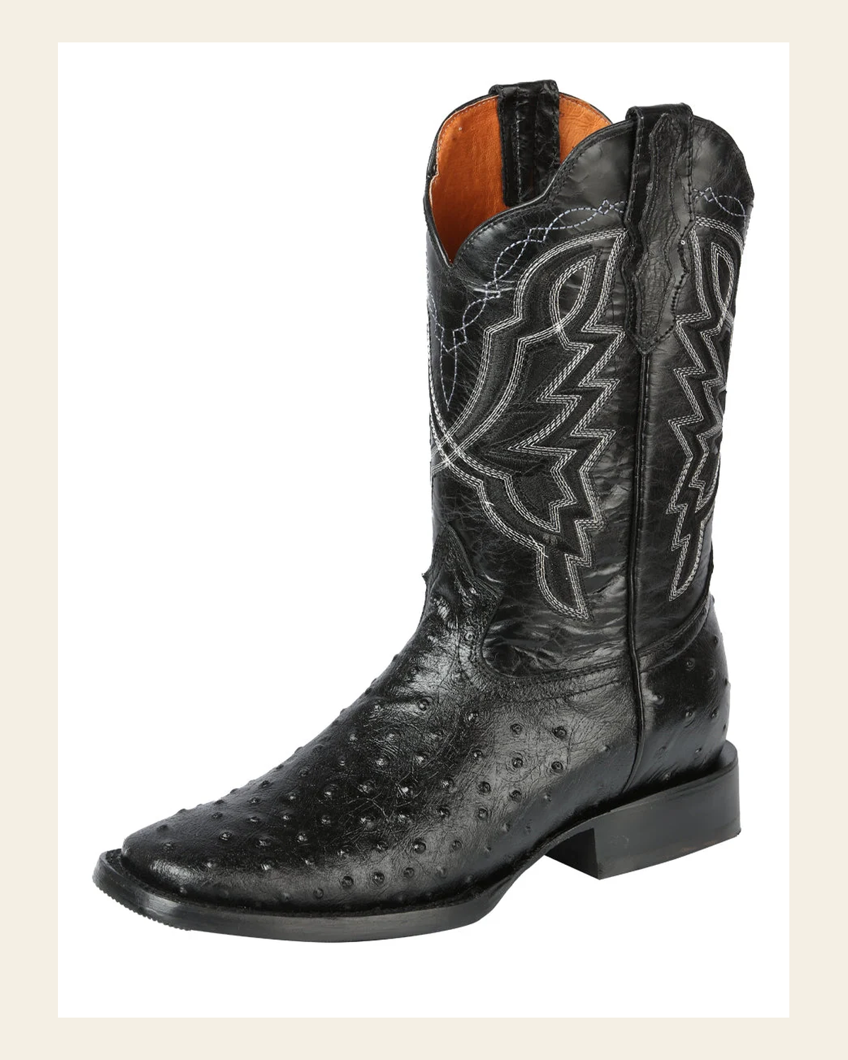 El General Rodeo - Printed Osther skin boot - Black 44673 on a warm cream background