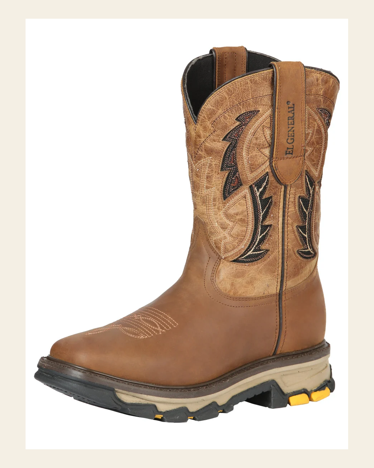 El General Men's Leather Work Boot - Made in Mexico - Alasan Arena Sand 44691 on a warm cream background