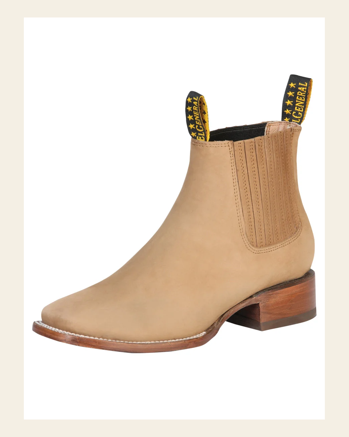 El General Men's Nobuck Ankle Boot - Nobuck Sand 126194 on a warm cream background