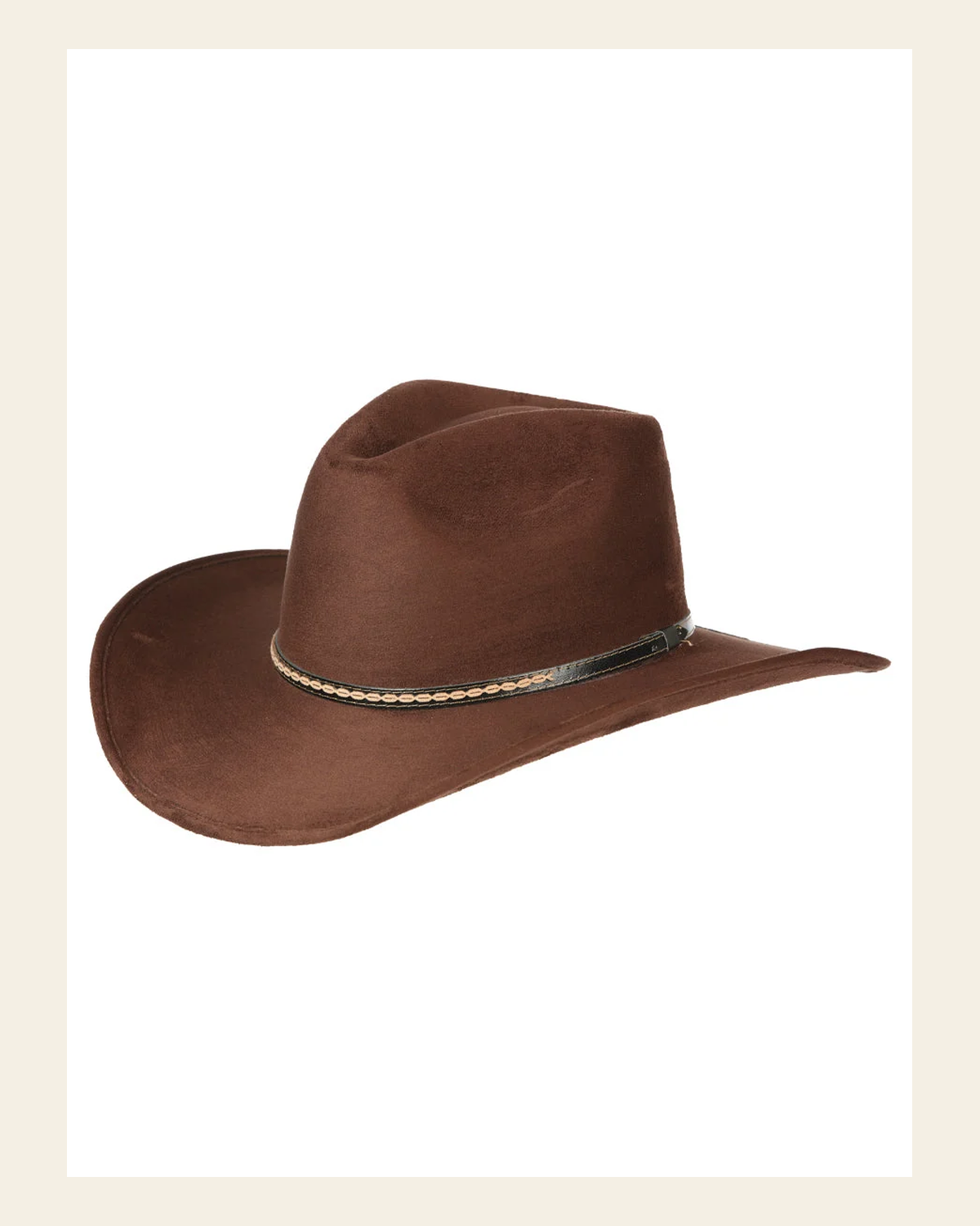 El General Adult Unisex Suede Western Cowboy Hat - Dark Brown 44250 on a warm cream background