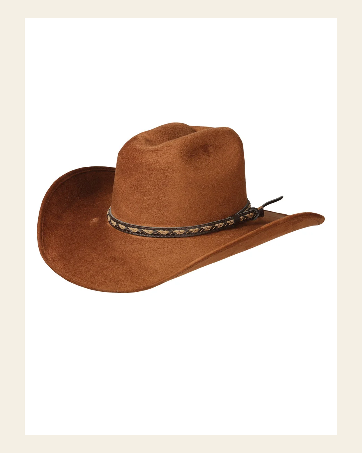 El General Adult Unisex Suede Western Cowboy Hat - Brown 44267 on a warm cream background