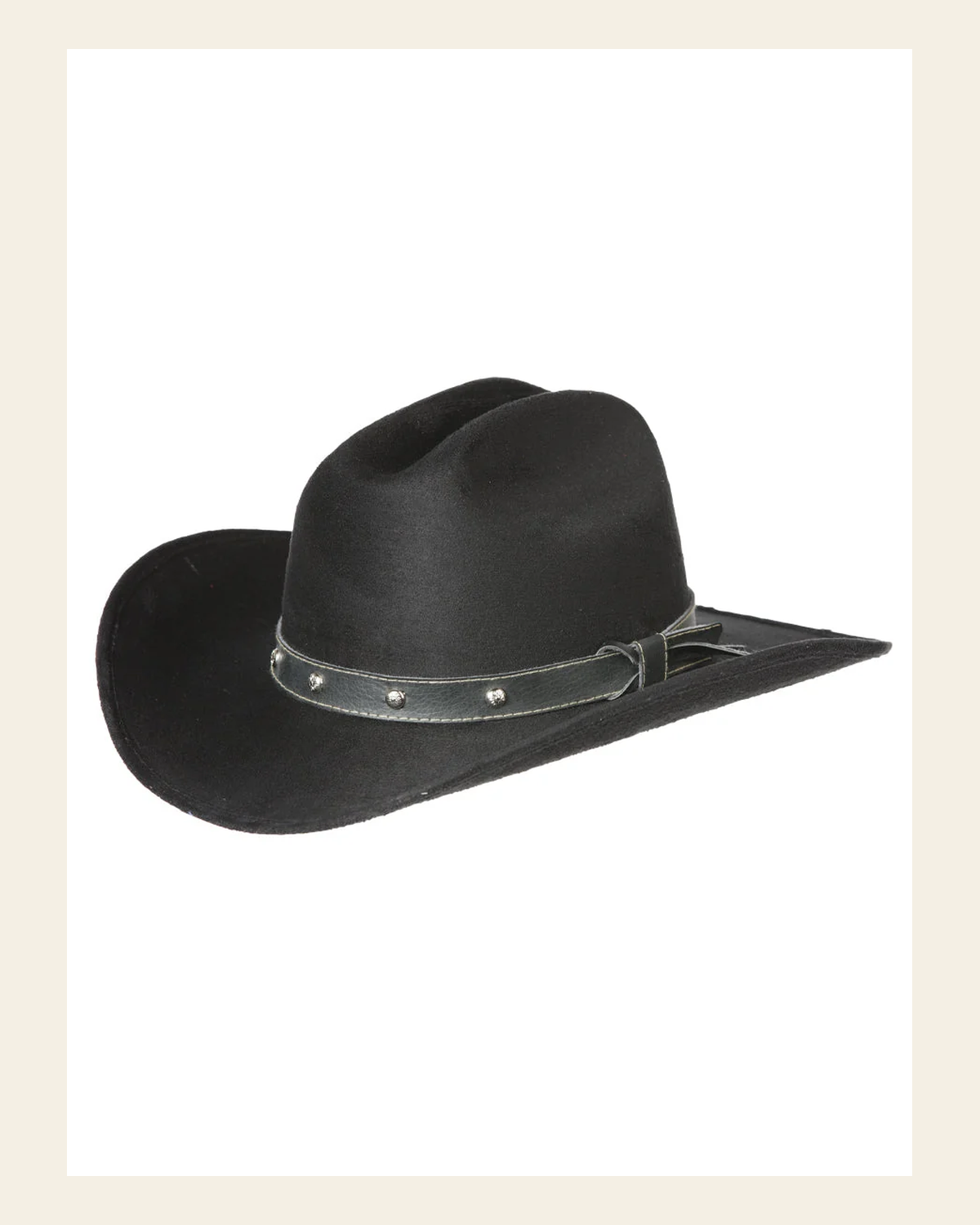 El General Kids Unisex Suede Western Cowboy Hat - Black 44243 on a warm cream background