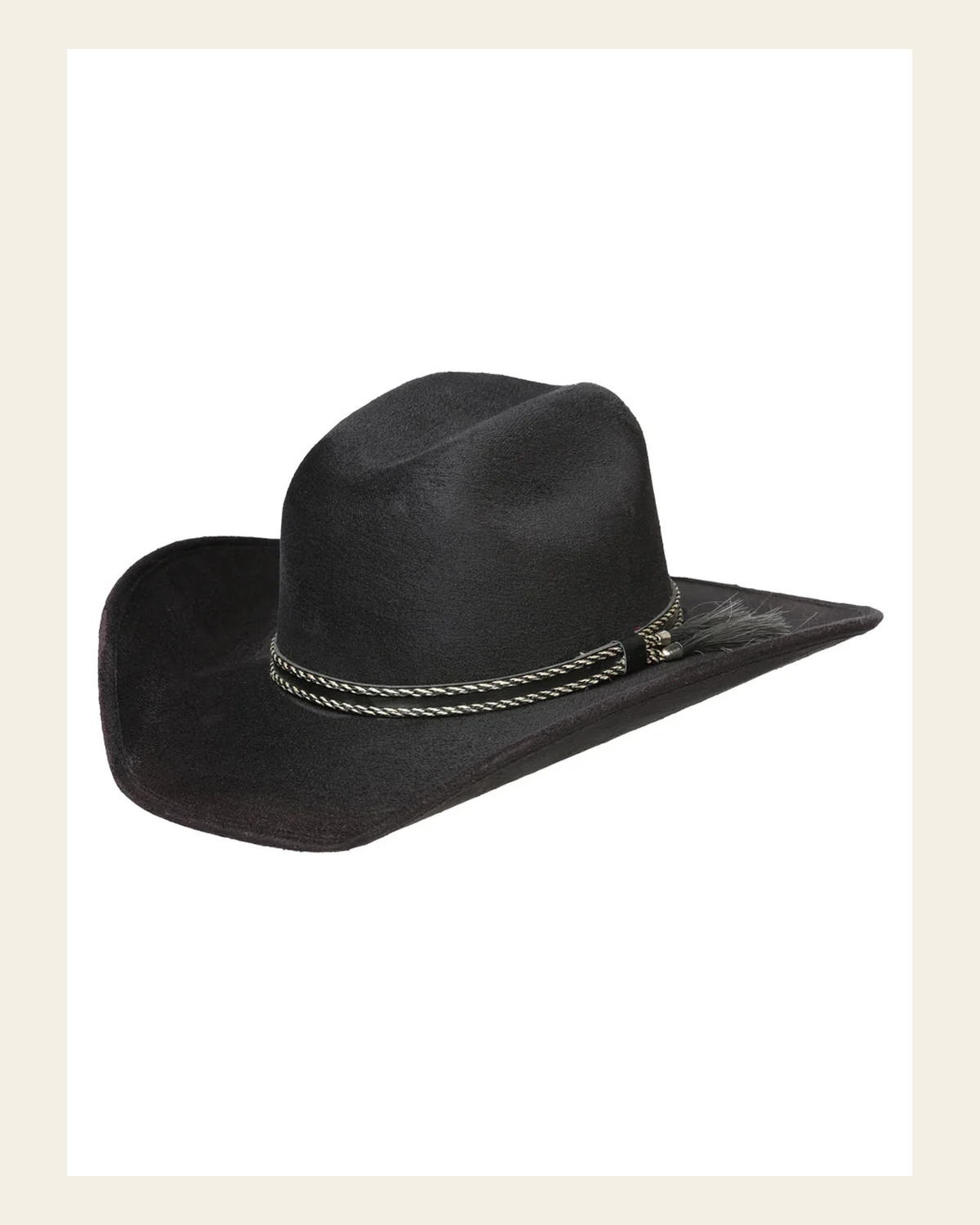 El General Kids Unisex Suede Western Cowboy Hat - Black 44247 on a warm cream background