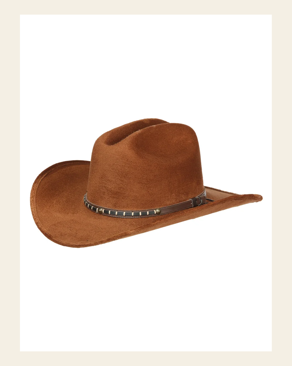 El General Kids Unisex Suede Western Cowboy Hat - Brown 44244 on a warm cream background