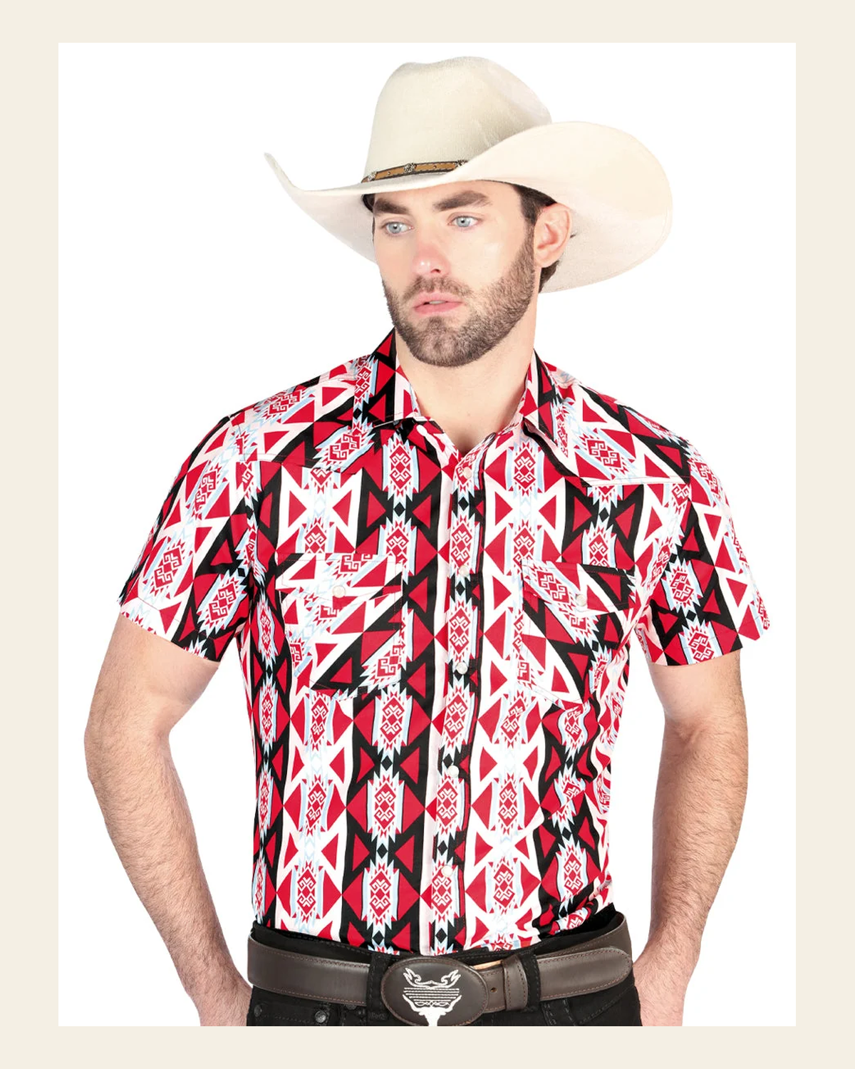 El General Western Shirt - Burgundy 44458 on a warm cream background