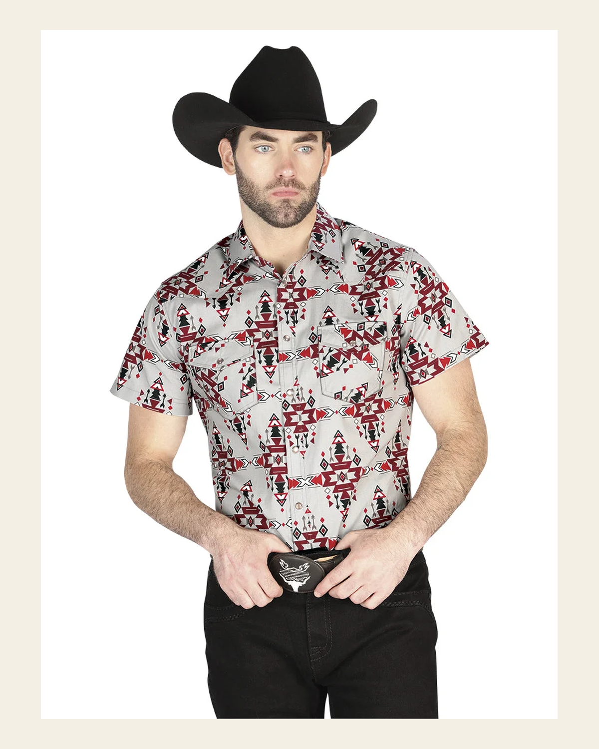 El General Western Shirt - Gray 44446 on a warm cream background