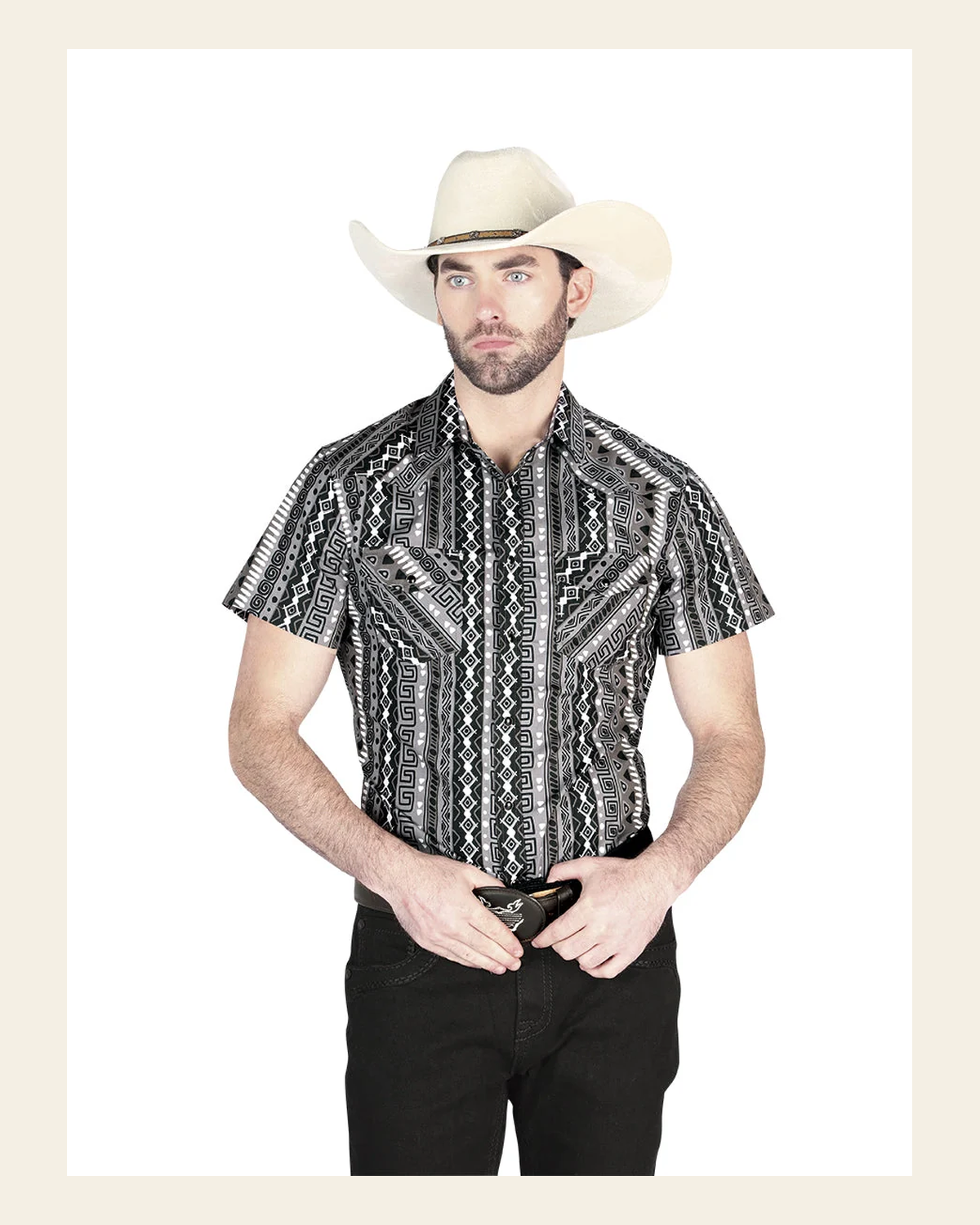 El General Western Shirt - Gray 44457 on a warm cream background