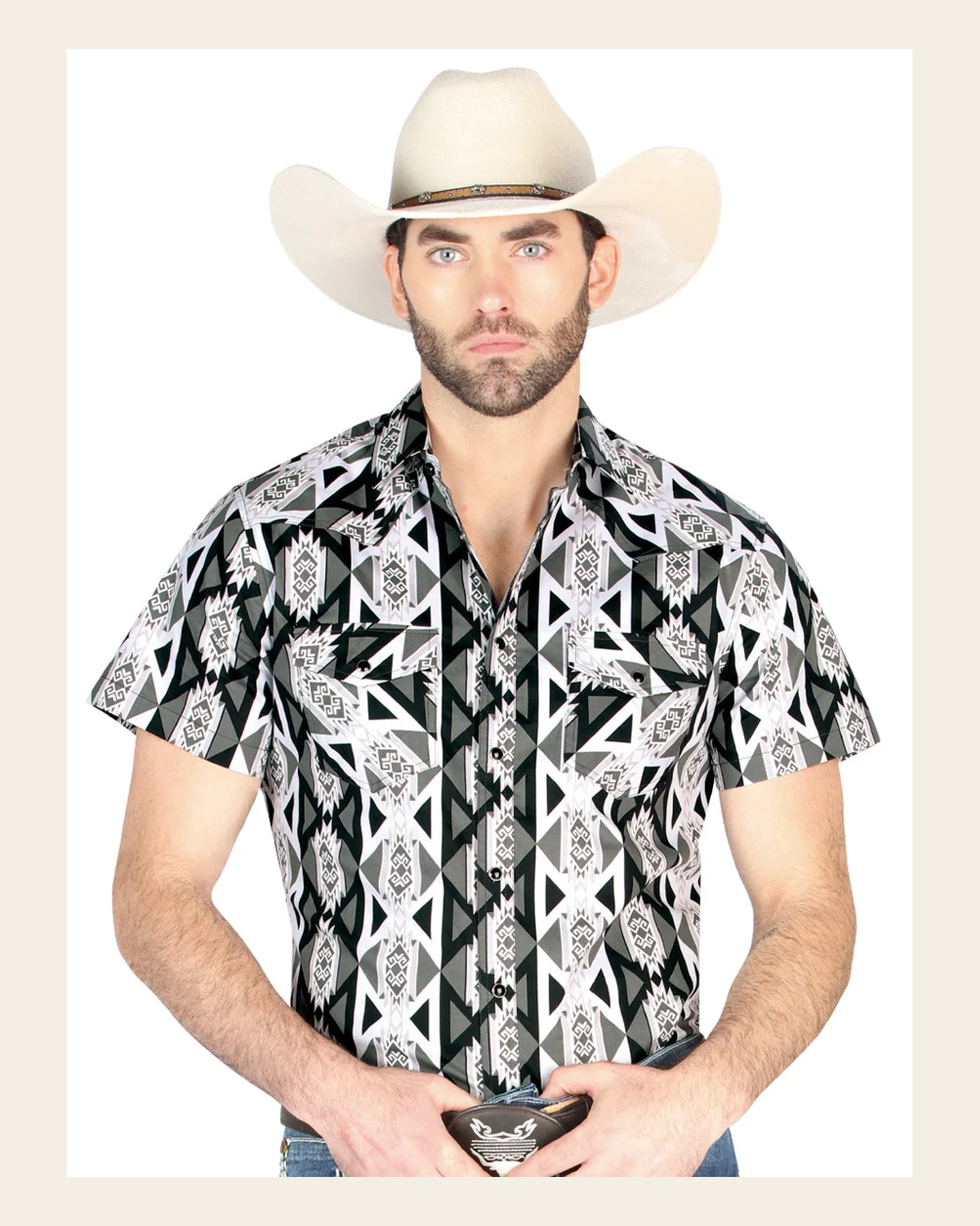 El General Western Shirt - Gray 44459 on a warm cream background