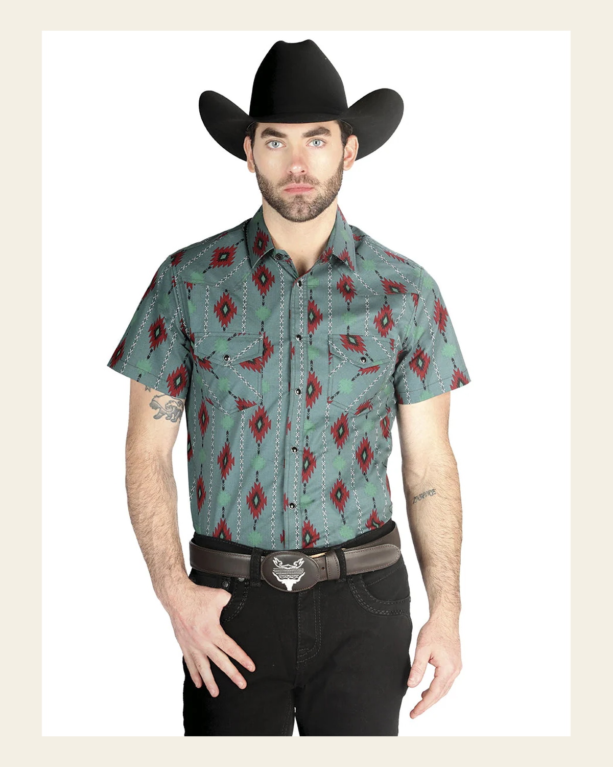 El General Western Shirt - Mint 44463 on a warm cream background