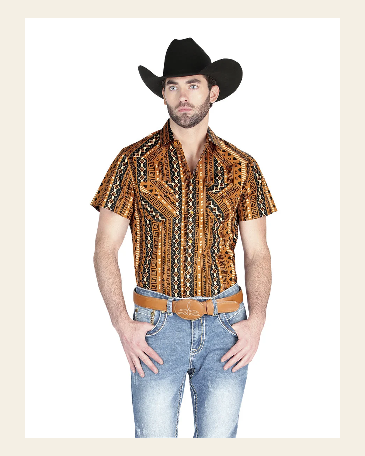 El General Western Shirt - Mustard 44455 on a warm cream background