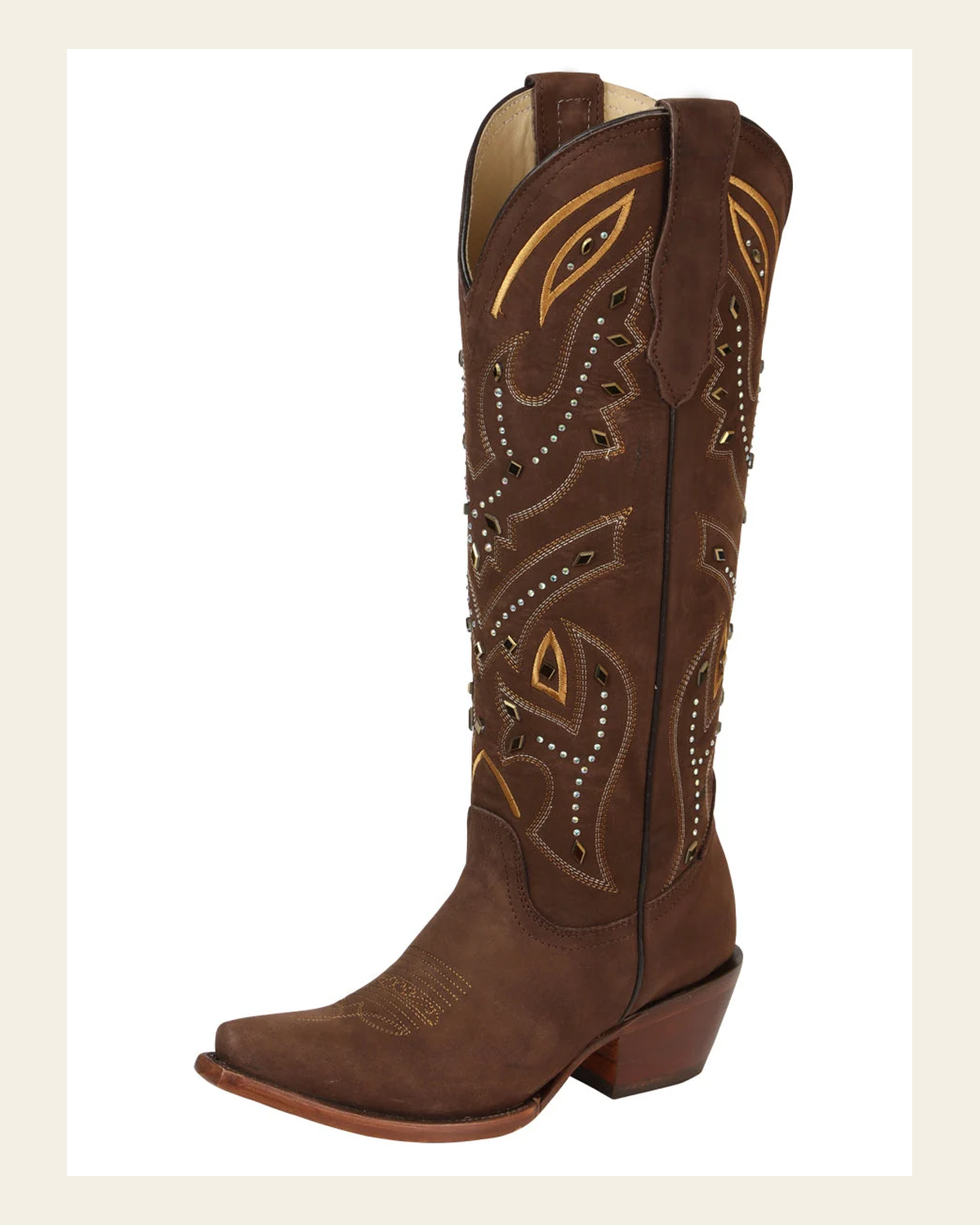 El General Women’s Embroidered Western Boots - Brown 45792 on a warm cream background