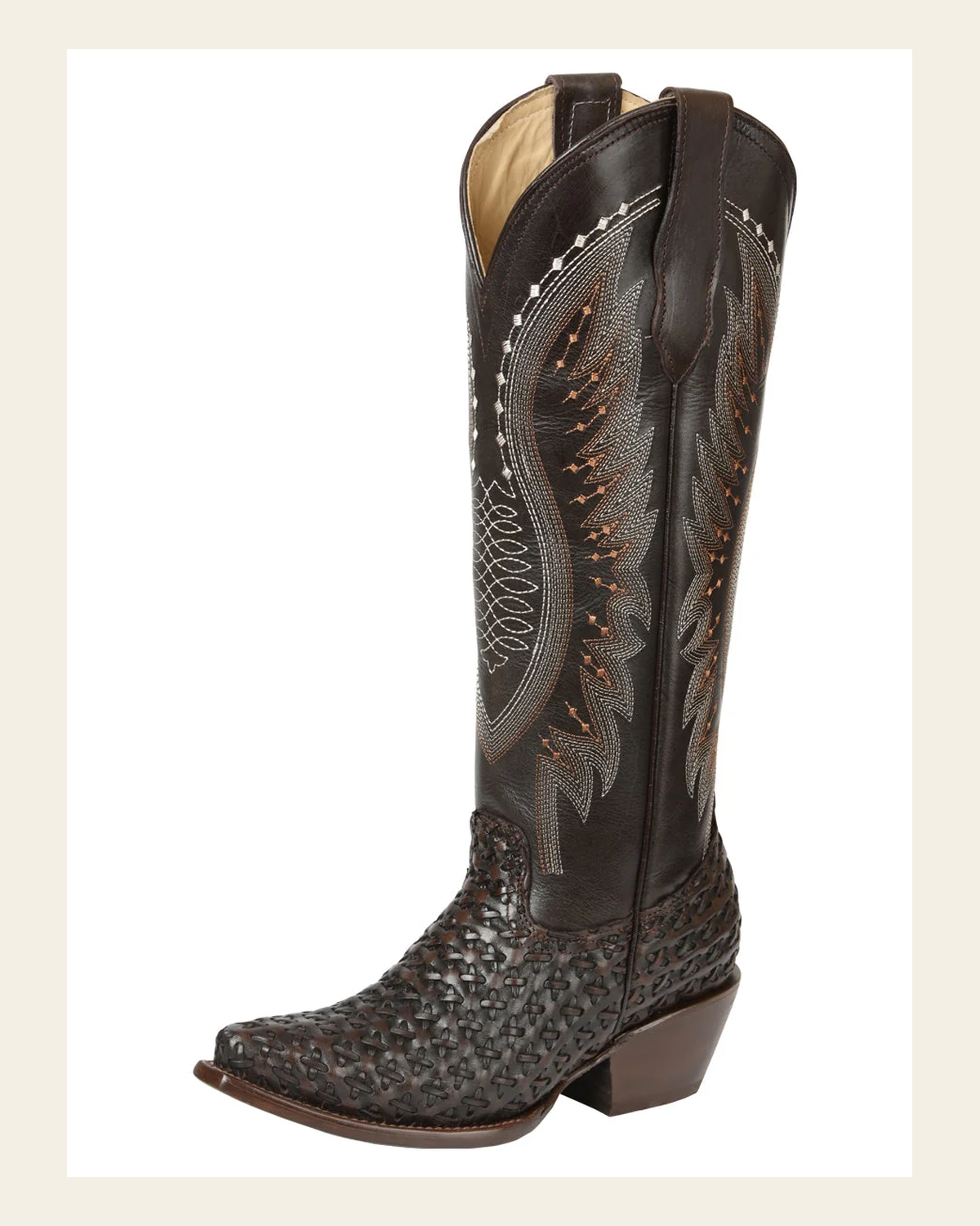 El General Women’s Embroidered Western Boots - Choco 45782 on a warm cream background