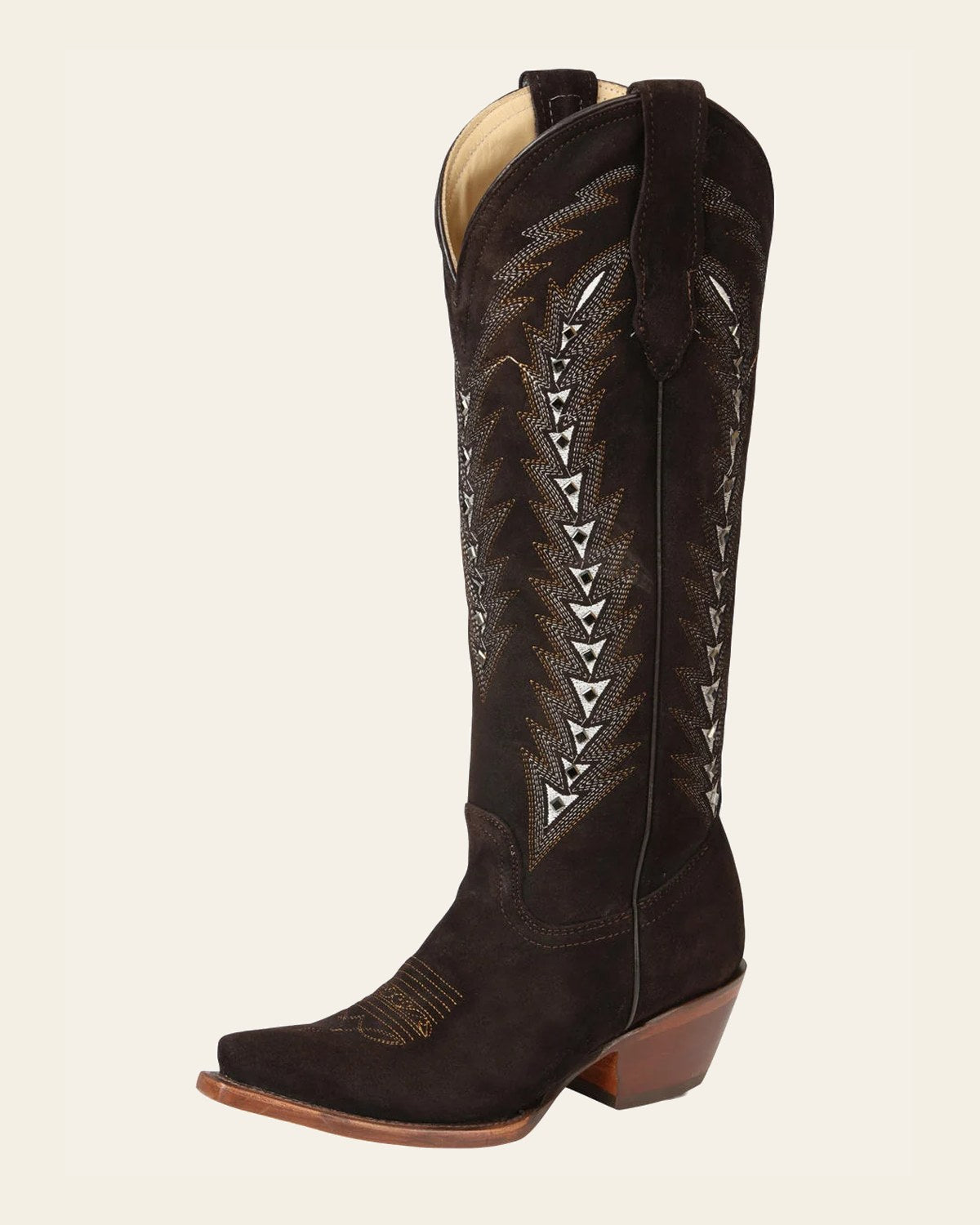 El General Women’s Embroidered Western Boots - Dark Brown 45789 on a warm cream background