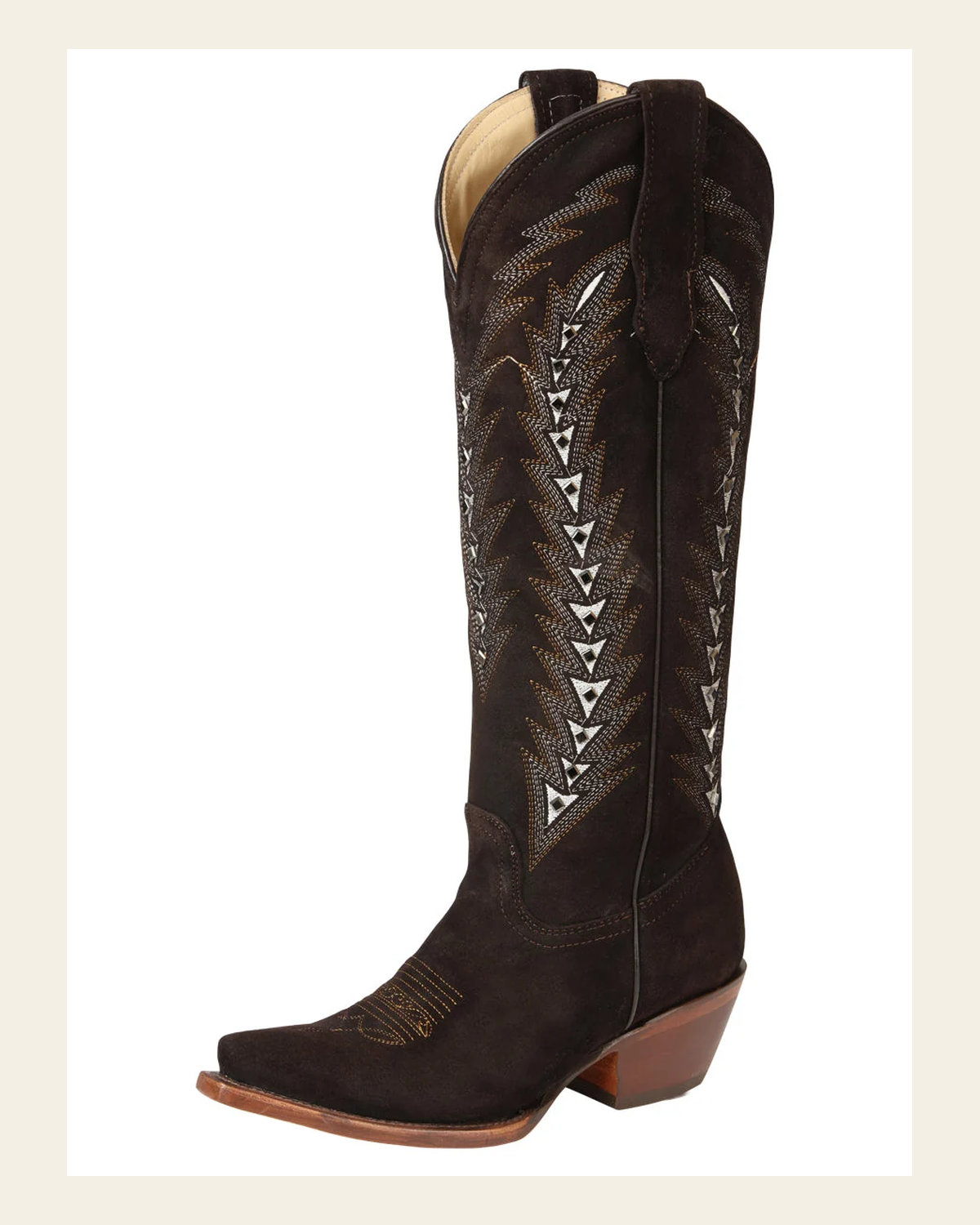El General Women’s Embroidered Western Boots - Dark Brown 45789 on a warm cream background
