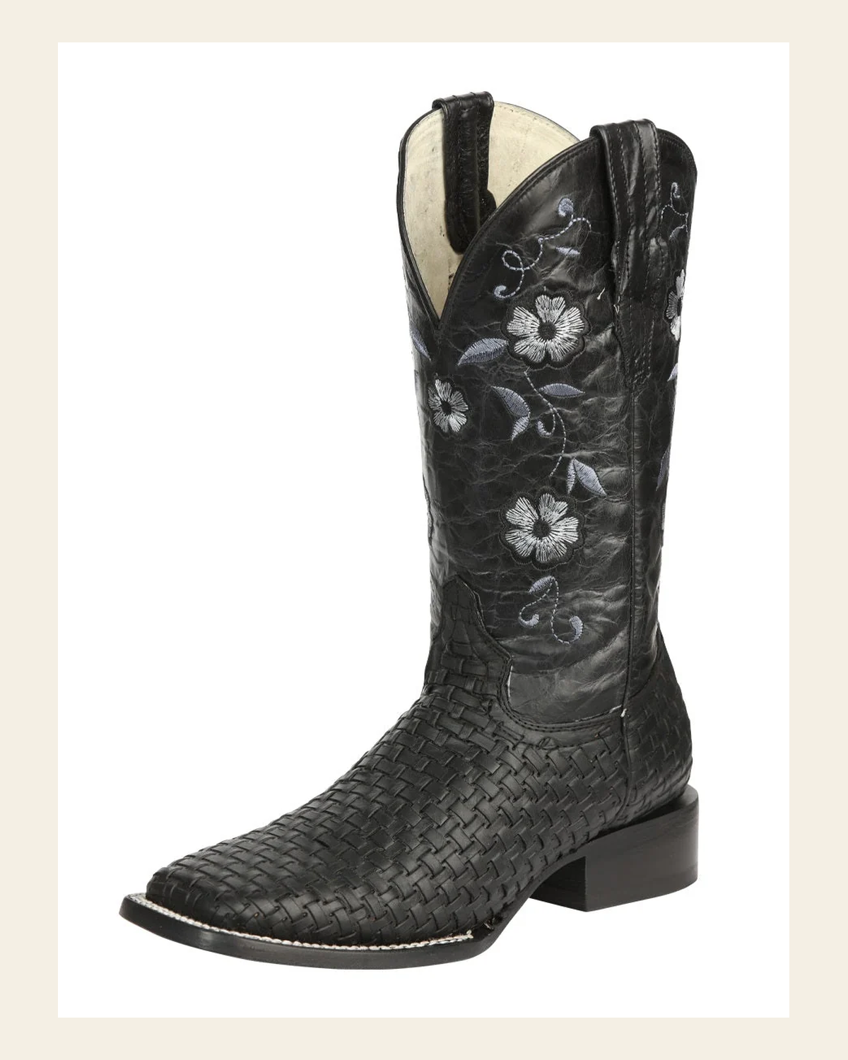 El General Women’s Rodeo Boots Petatillo - Black 44856 on a warm cream background