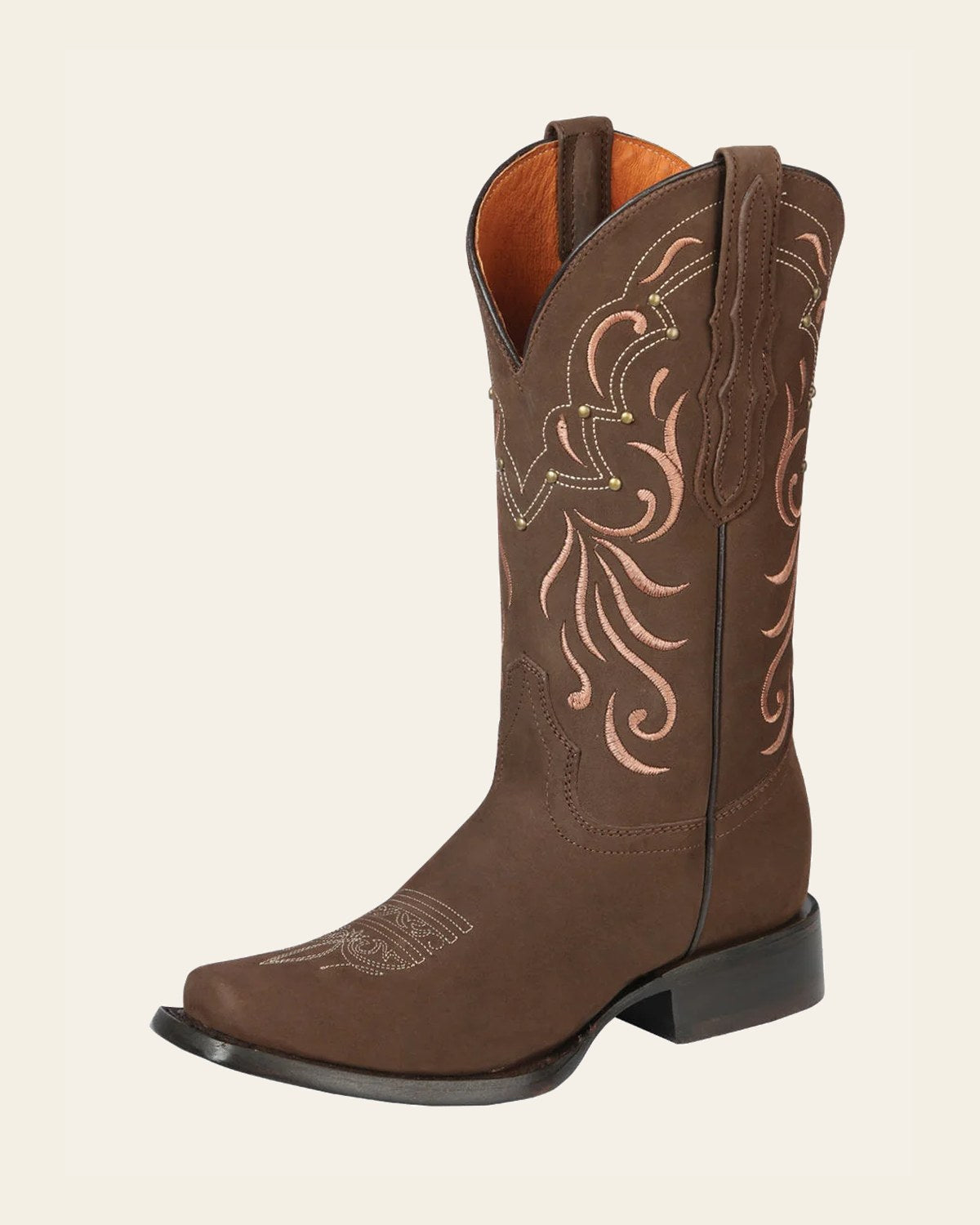 El General Women’s Rodeo Boots - Nubuck Leather - Camel 44849 on a warm cream background