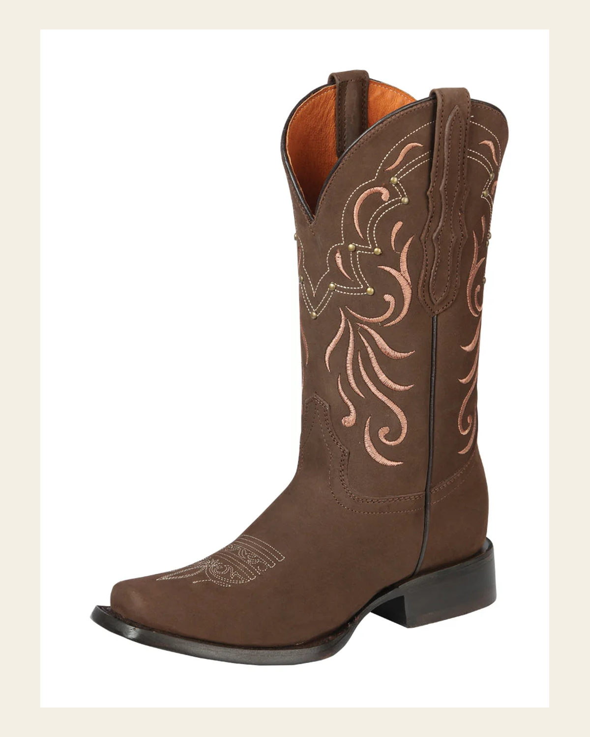 El General Women’s Rodeo Boots - Nubuck Leather - Camel 44849 on a warm cream background
