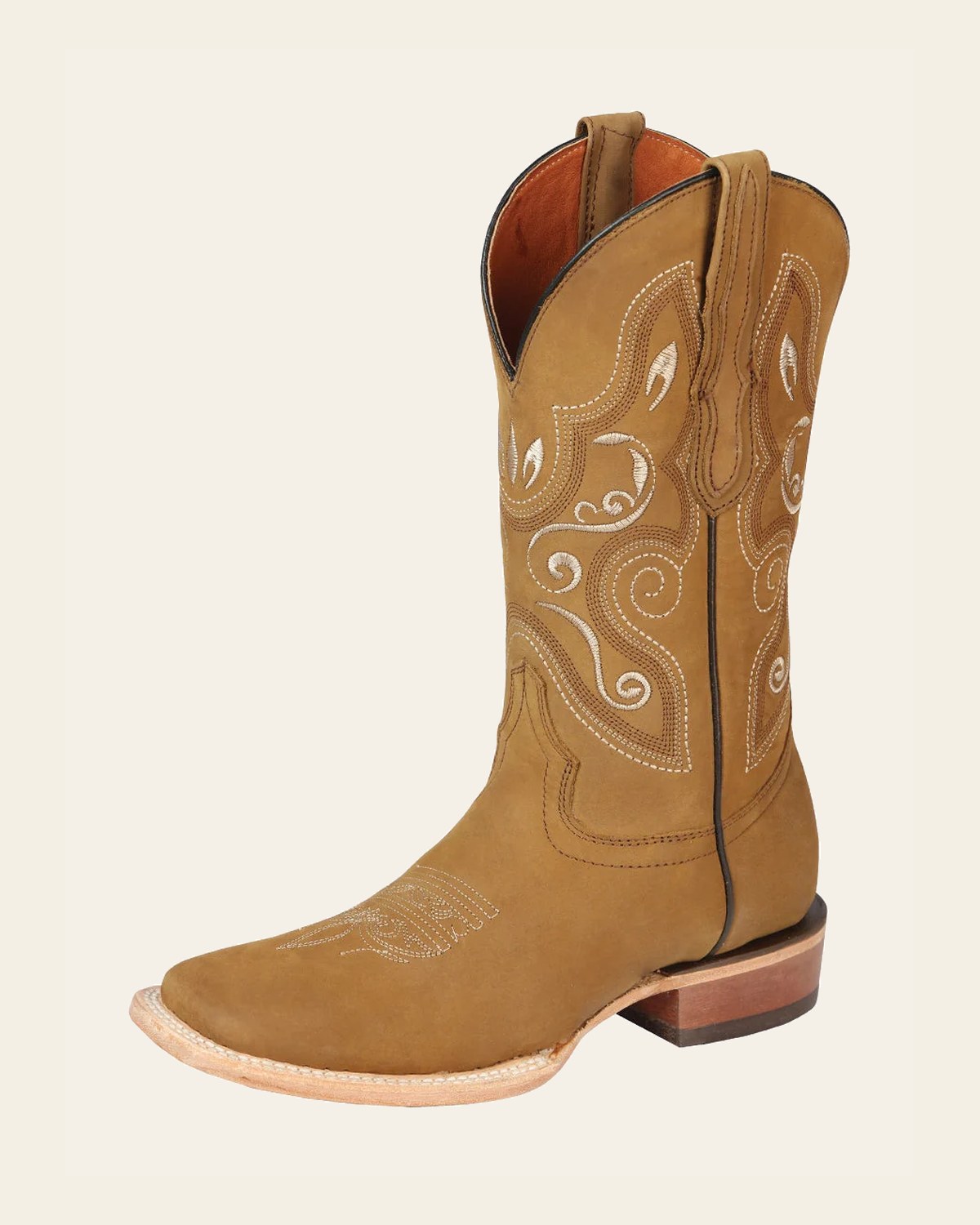 El General Women’s Rodeo Boots Oil Nubuck Leather - Honey 44848 on a warm cream background