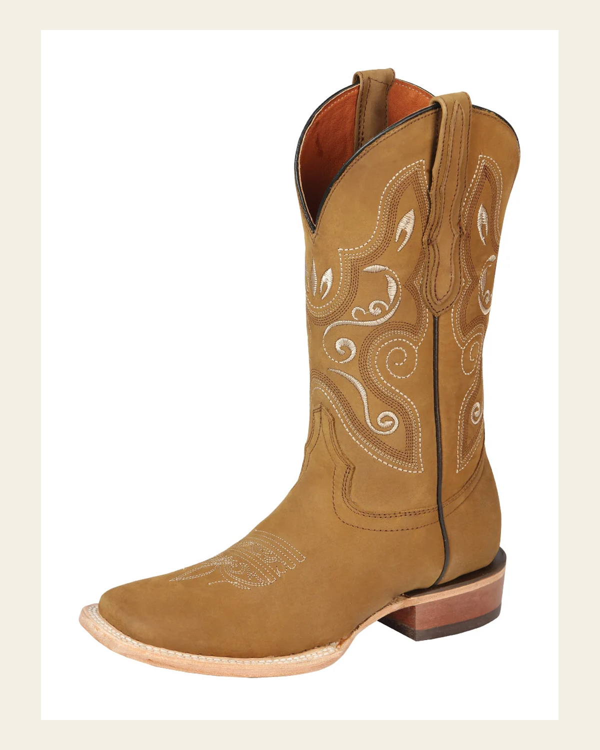 El General Women’s Rodeo Boots Oil Nubuck Leather - Honey 44848 on a warm cream background