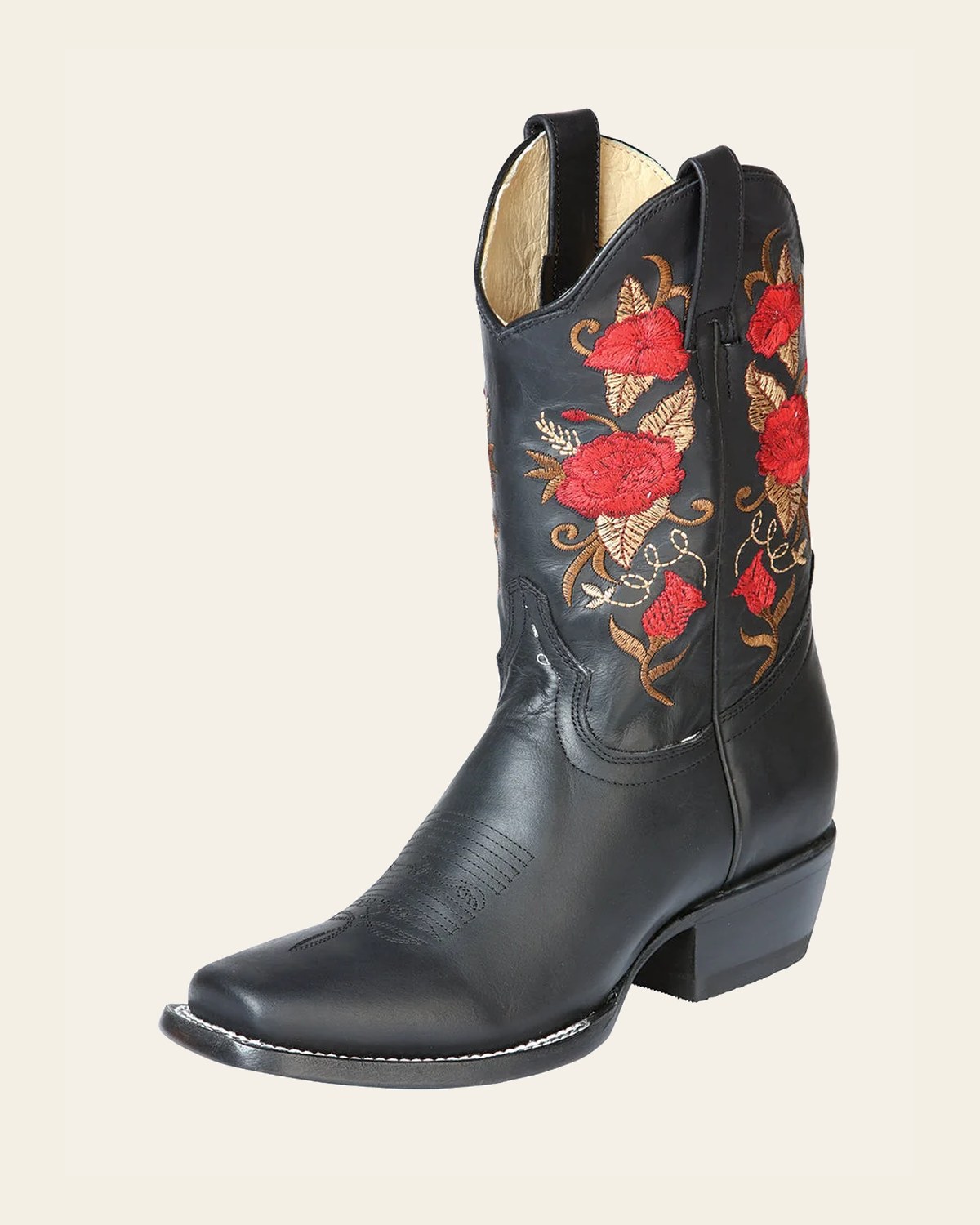 El General Womens Rodeo Boot - Crazy Black 43664 on a warm cream background