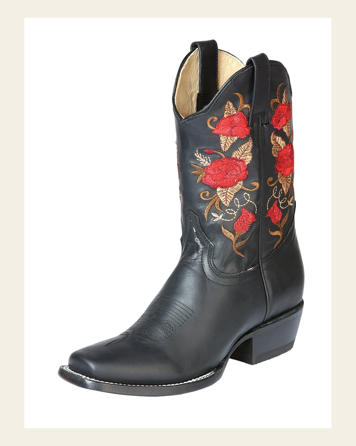 El General Womens Rodeo Boot - Crazy Black 43664 on a warm cream background