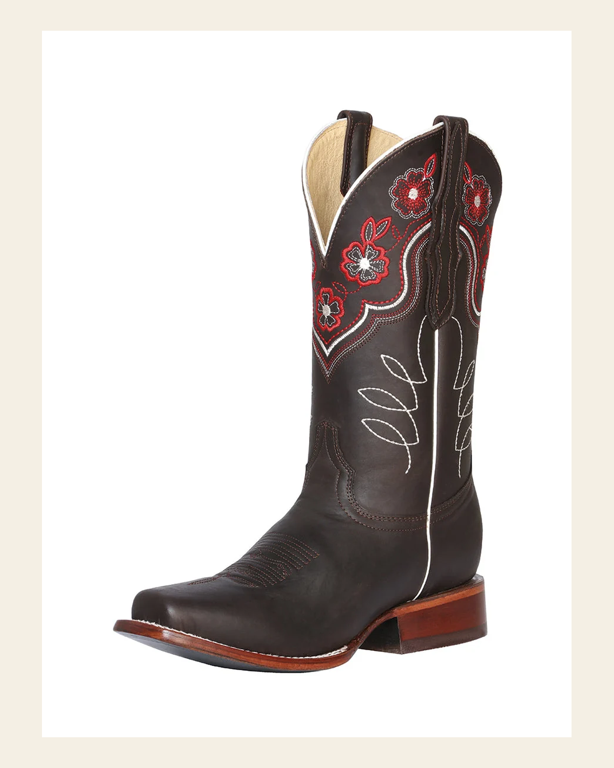 El General Womens Rodeo Boot- Dark Chocolate 42981 on a warm cream background