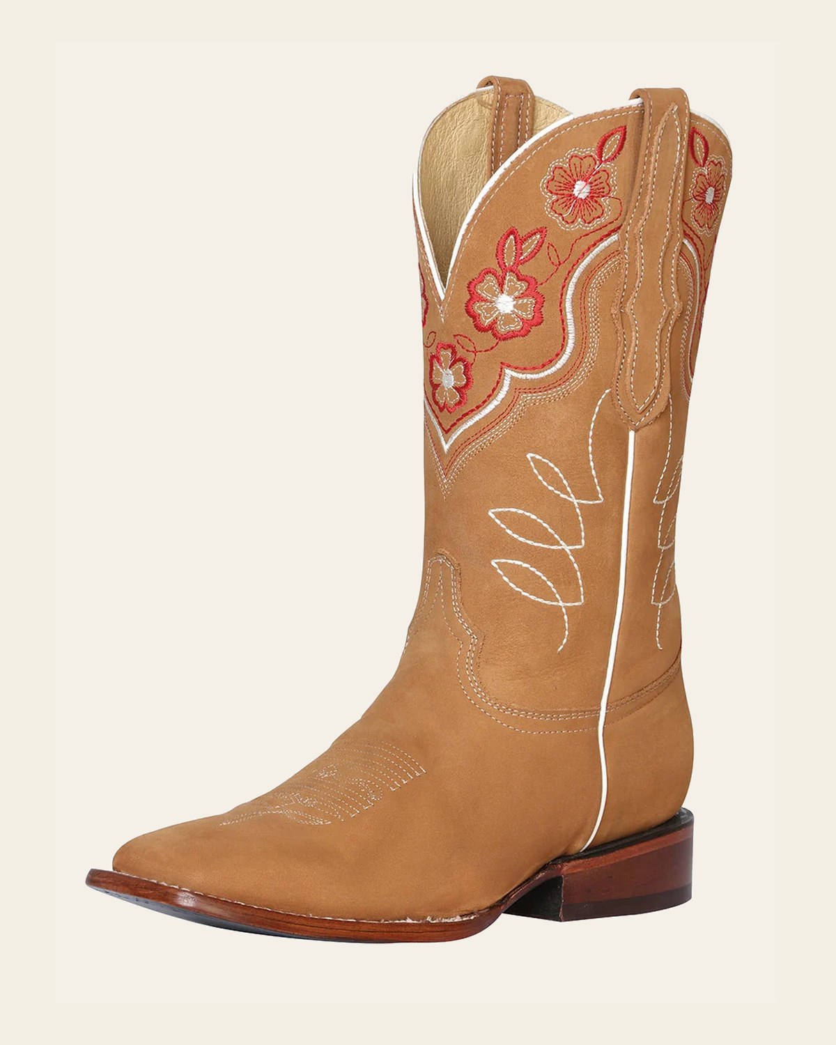 El General Womens Rodeo Boot - Nobuck Peach 42979 on a warm cream background