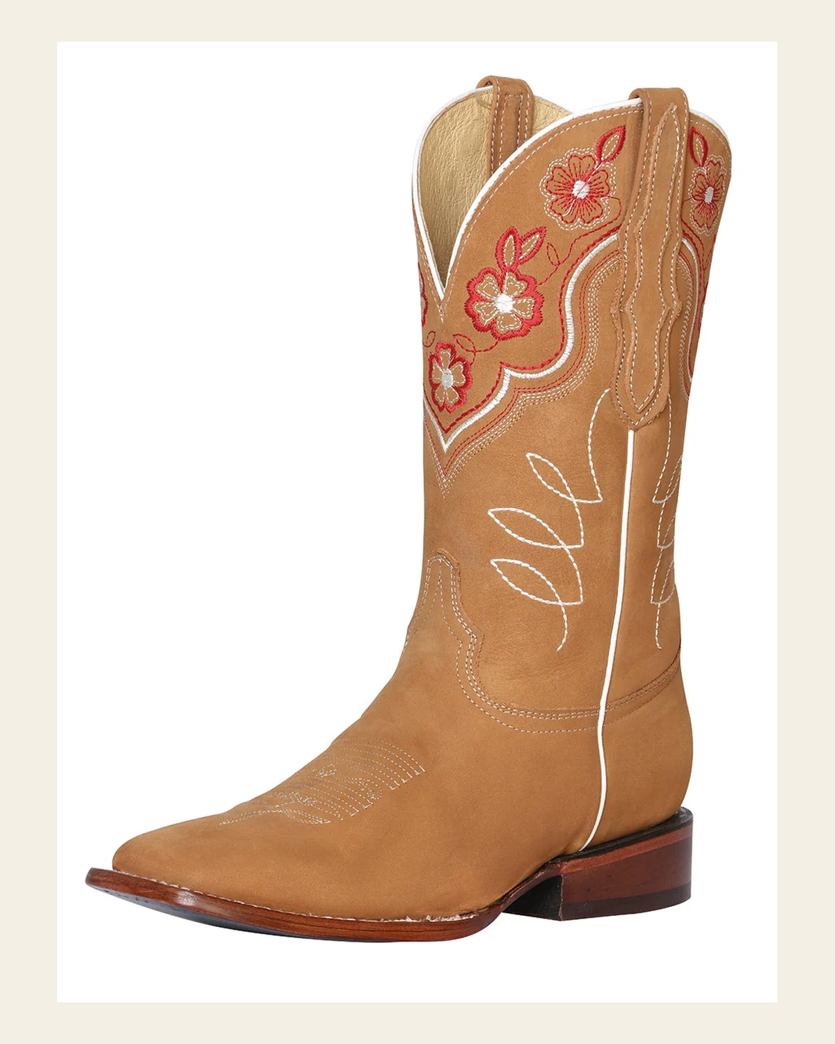El General Womens Rodeo Boot - Nobuck Peach 42979 on a warm cream background