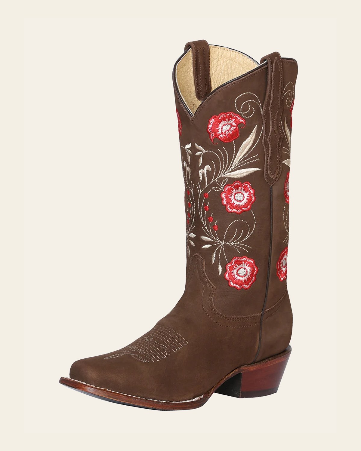 El General Womens Rodeo Boot - Suede Brown 42984 on a warm cream background