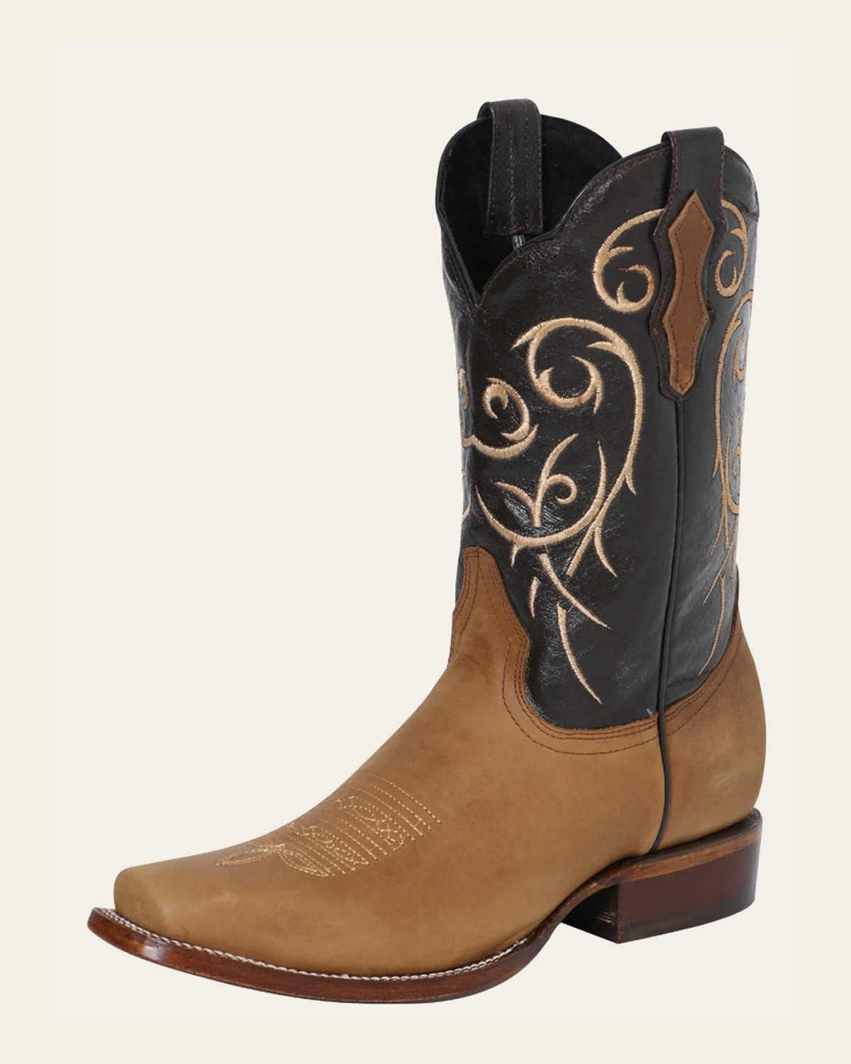 El General Men’s Leather Cowboy Boot - Made in Mexico - Orix 124072 on a warm cream background