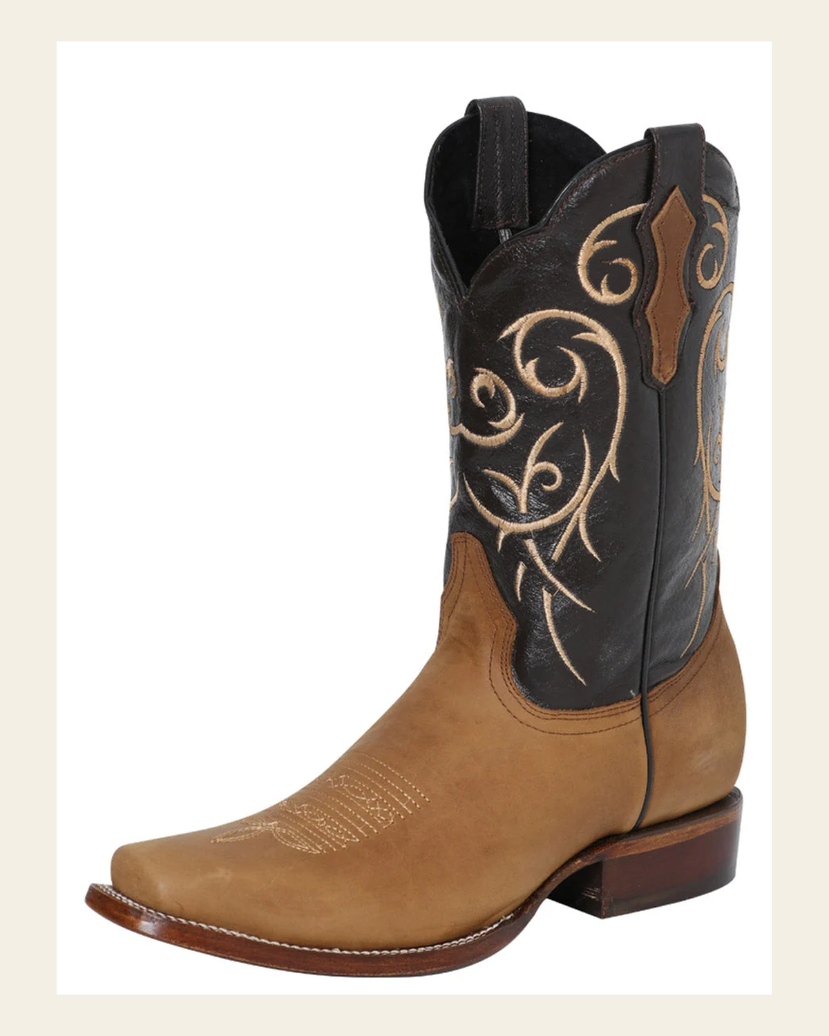 El General Men’s Leather Cowboy Boot - Made in Mexico - Orix 124072 on a warm cream background