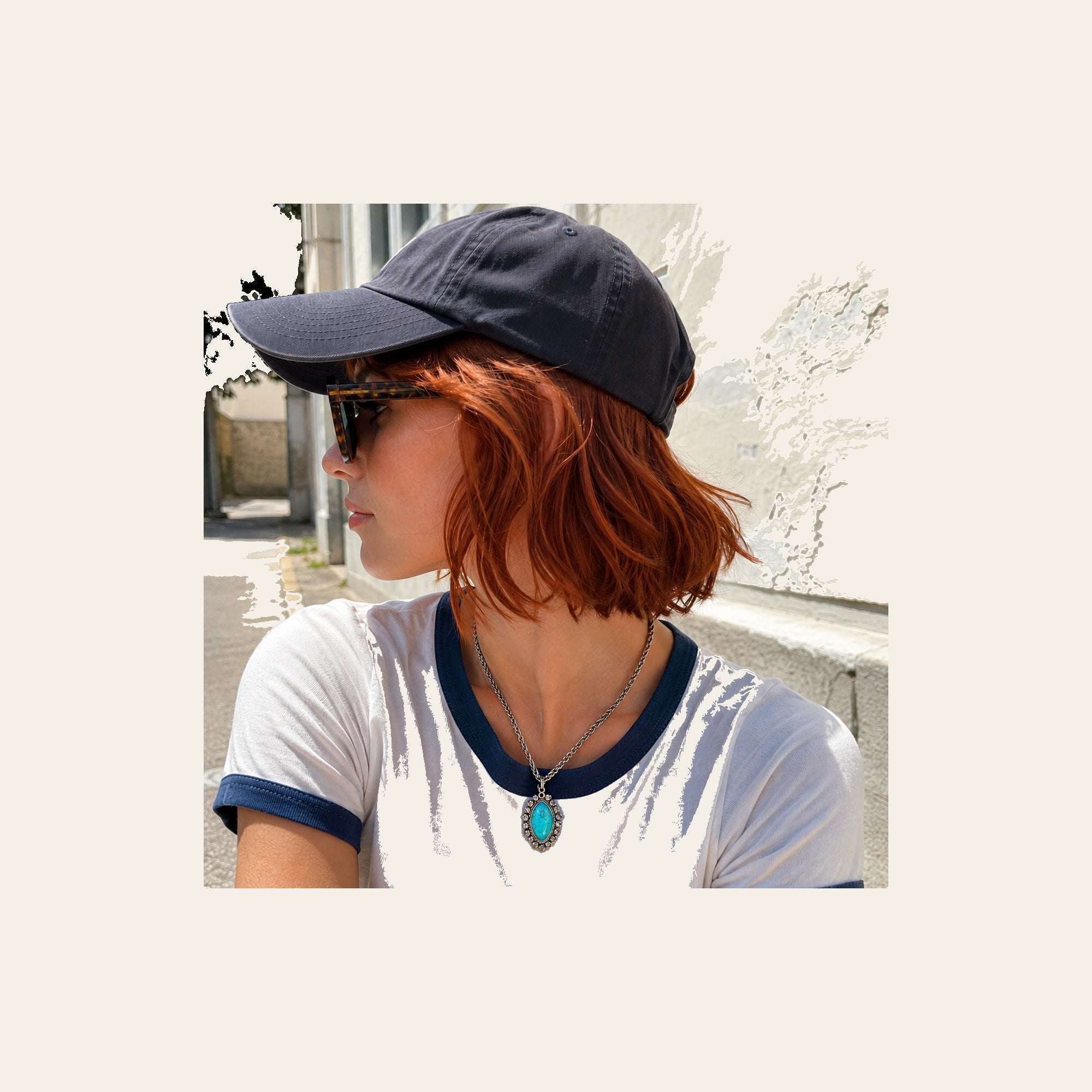 Ellipse Fashion Turquoise Pendant Necklace