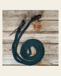 Emerald Nylon Barrel Racing Reins #NR106 on a warm cream background