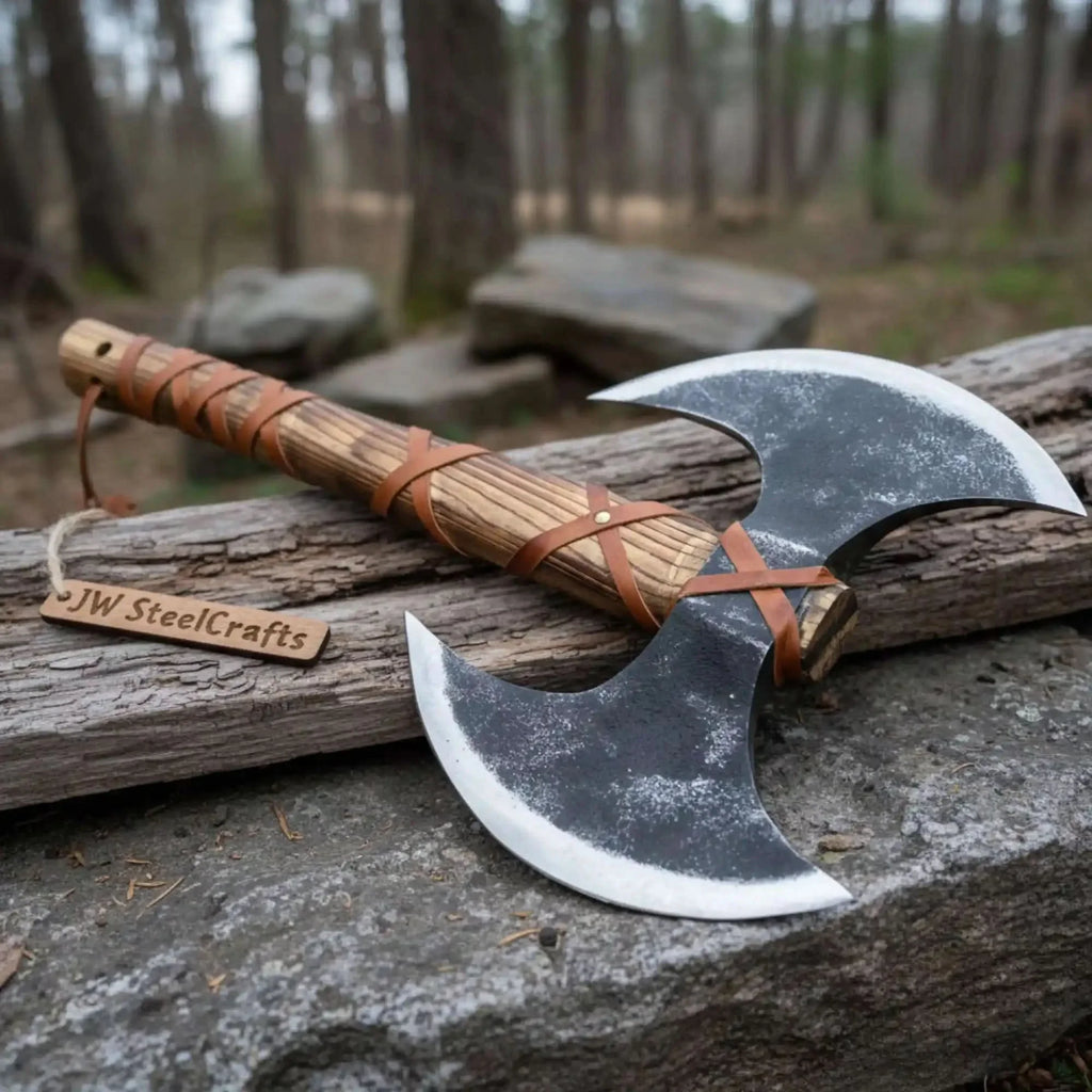 Unique Double-Headed Viking Axe - Handcrafted Decor Piece | Two Styles Available | JW SteelCrafts