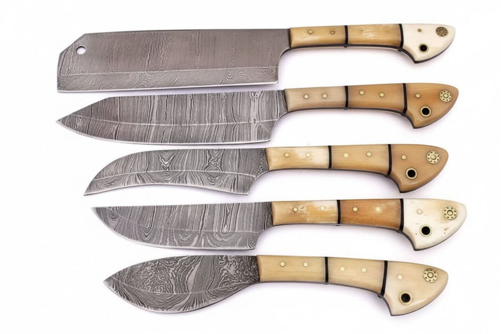EST Custom Handmade Damascus Steel Beautiful 5Pcs. Kitch DK-0011