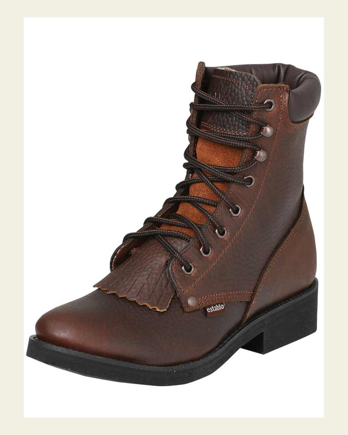 Establo Men’s Bull Fight Work Ankle Boot - Honey Lace-Up 32584 on a warm cream background