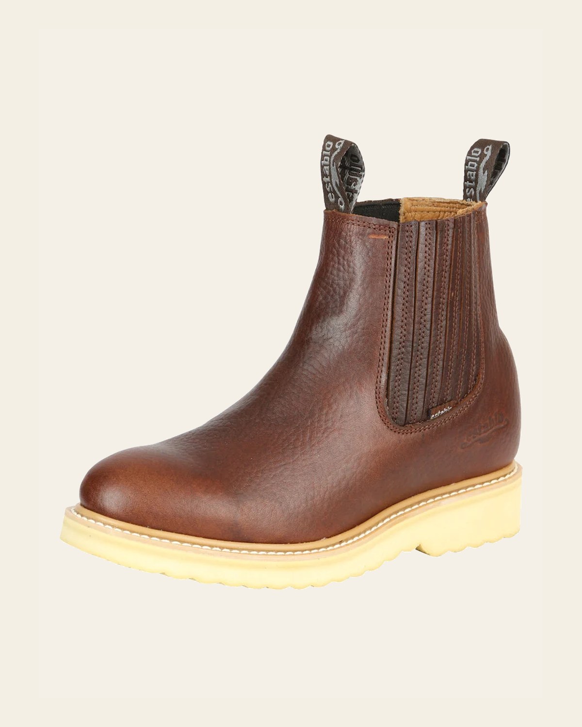 ESTABLO Men’s Leather Ankle work Boot - Made in Mexico - Honey 22953 on a warm cream background